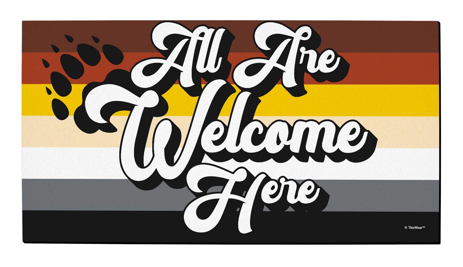 Gay Bear Pride Flag Doormat - LGBTQ+ Welcome Mat with Bear Design, All Are Welcome Here - Perfect for Front Door Decor, Bear Lover Gifts & Pride Month Celebrations