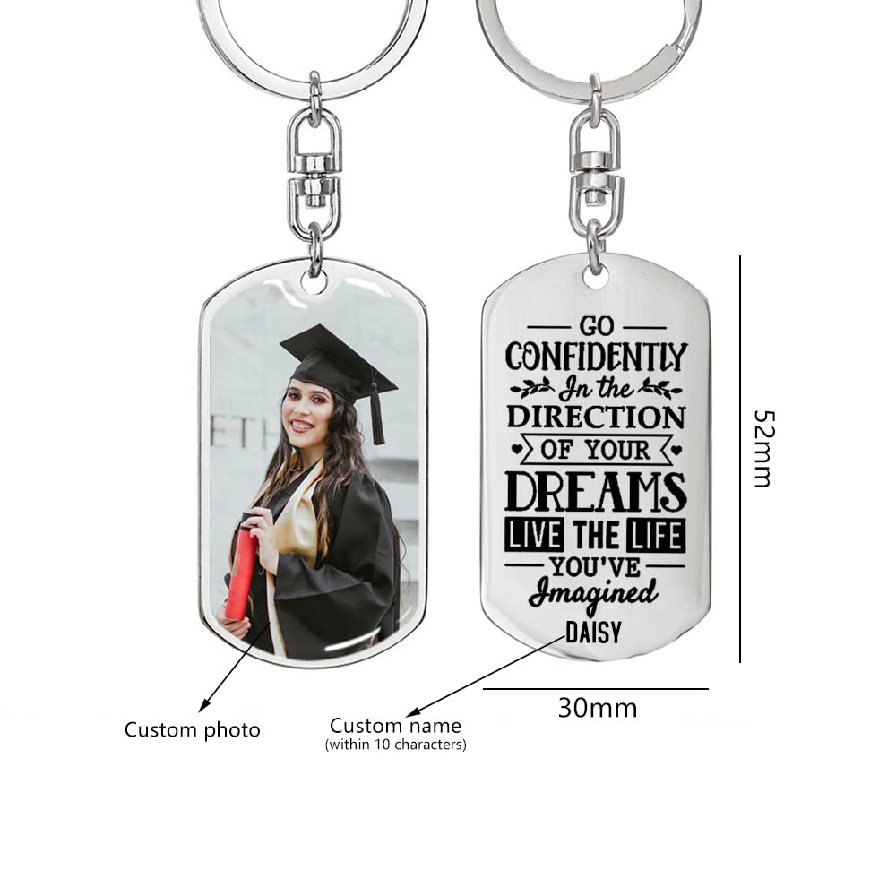 Personalized Graduation Keychain with Custom Photo & Name - Inspirational Gift for Classmates & Friends - Perfect for Graduation Parties, School Events & Keepsakes