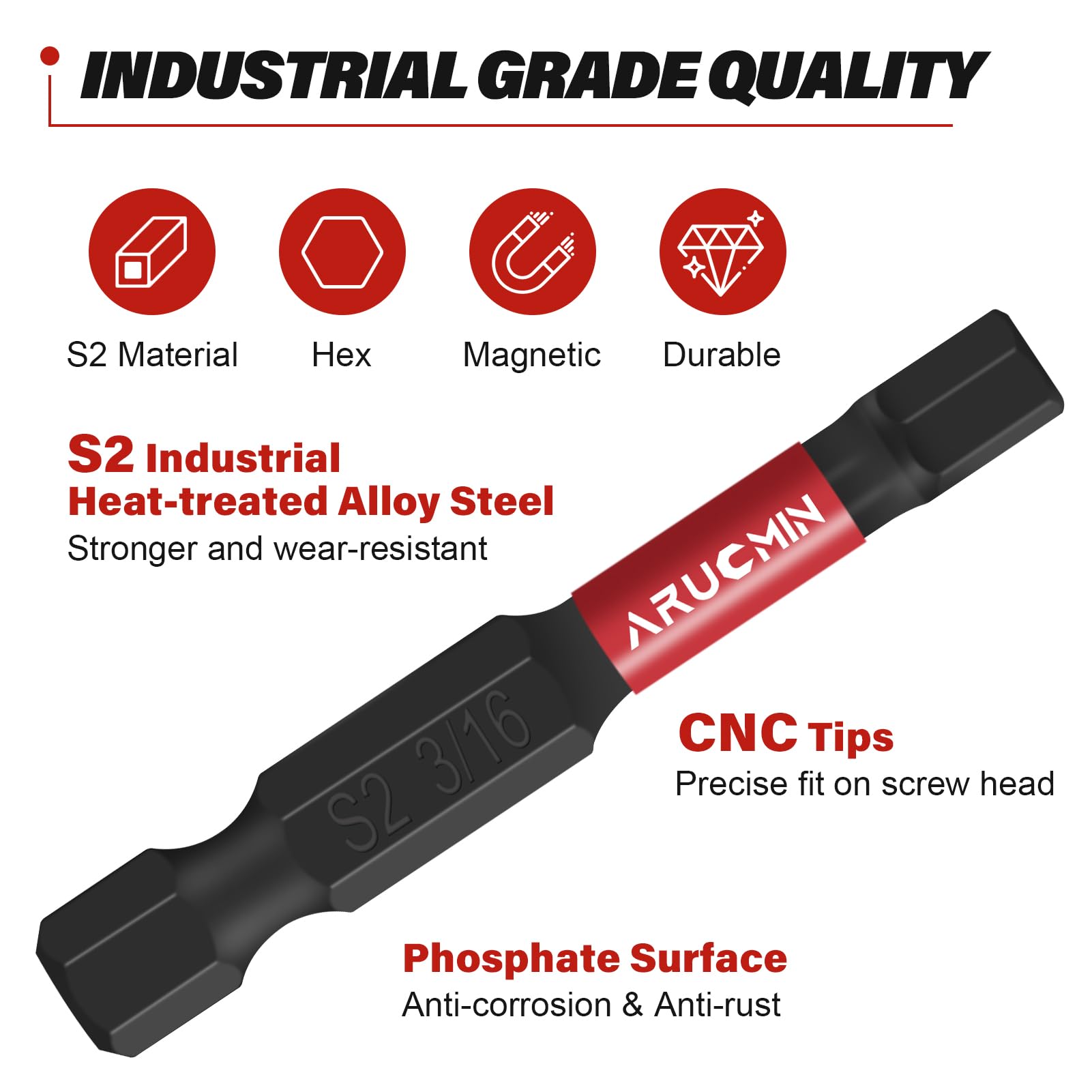 20-Piece Hex Head Allen Wrench Drill Bit Set - Metric & SAE S2 Steel Key with Magnetic Tips - 1/4