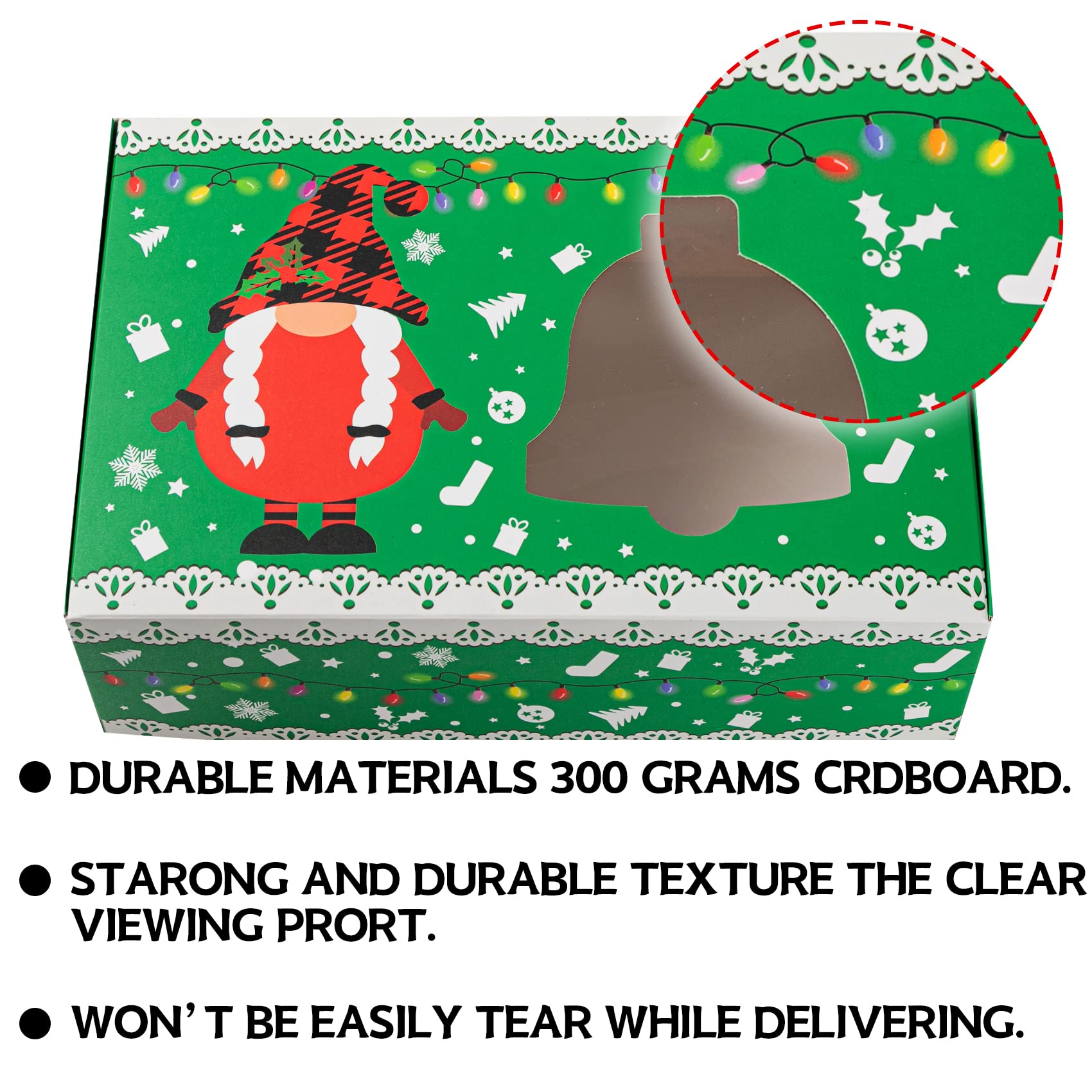 MISS FANTASY Christmas Cookie Gift Boxes 20 Pack - Frosted Holiday Treat Containers with Window for Cookie Exchange, Candy, Baking - Perfect for Holiday Parties, Office Gifts & Christmas Treat Sharing