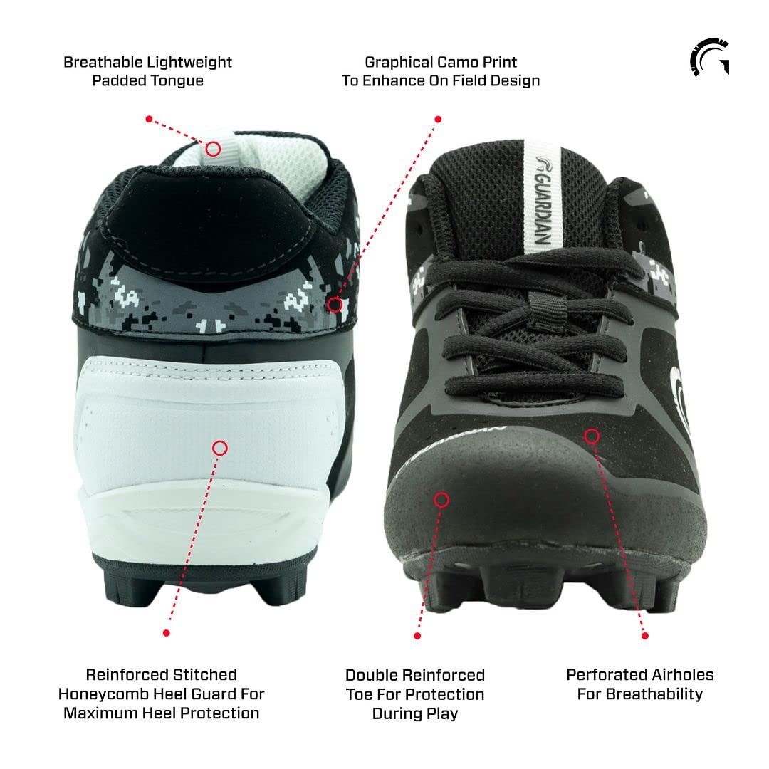 Youth Baseball Cleats for Boys & Girls - High Top Baseball Shoes with Metal Spikes | Perfect for Little League, Softball Games & Field Training