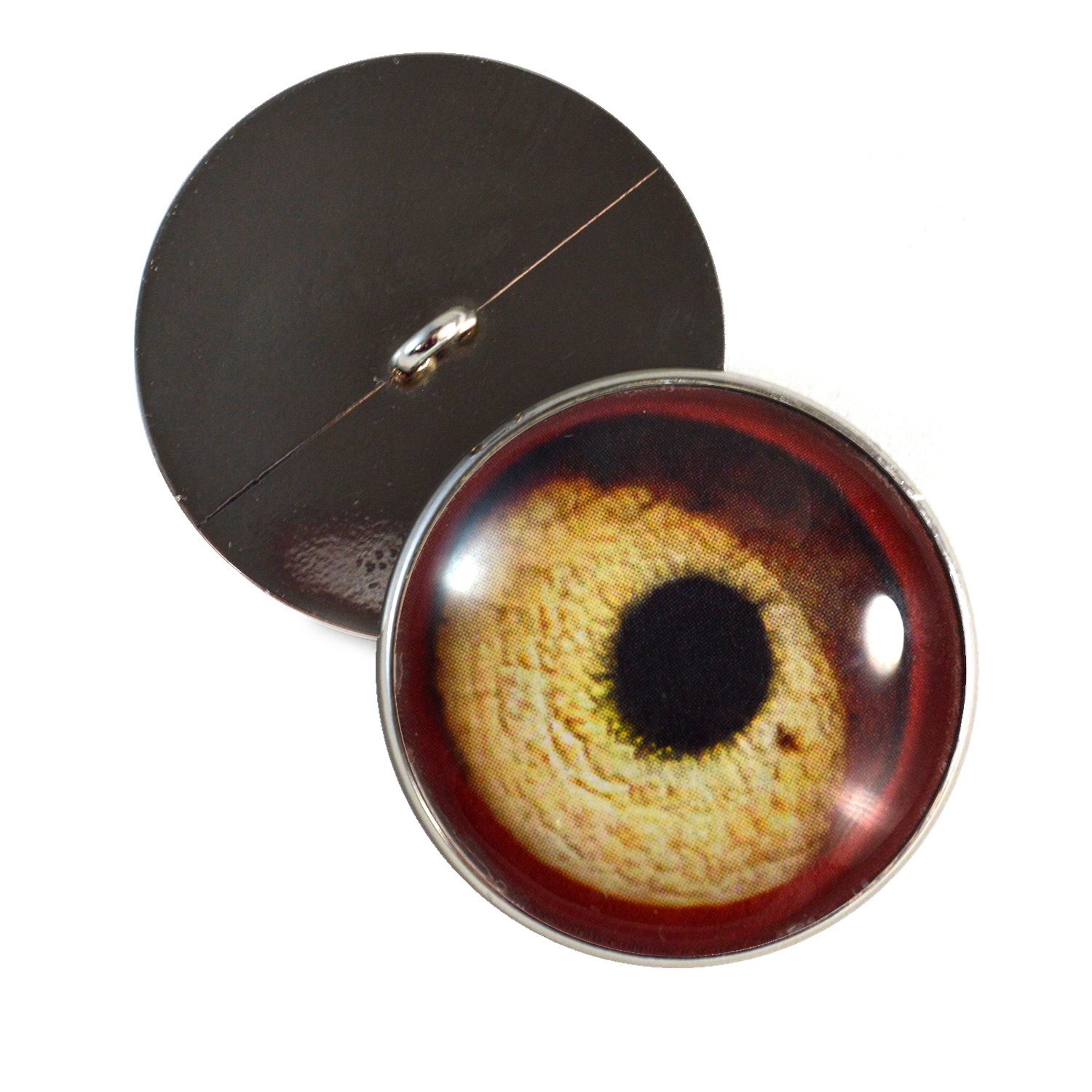 30mm Vulture Eyes Buttons with Loop for Sewing - Perfect for Crocheted Dolls, Stuffed Animals, Soft Sculptures & Jewelry Making Crafts - Set of 2 - DIY Accessories for Unique Handmade Creations