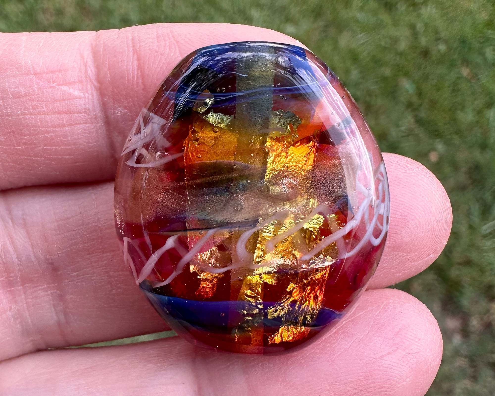 Handmade Blue Fire Flame Lampwork Glass Focal Bead - Unique SRA Artisan Jewelry Making Supply for Necklaces, Bracelets & DIY Crafts - Perfect for Bohemian & Hippie Style Accessories