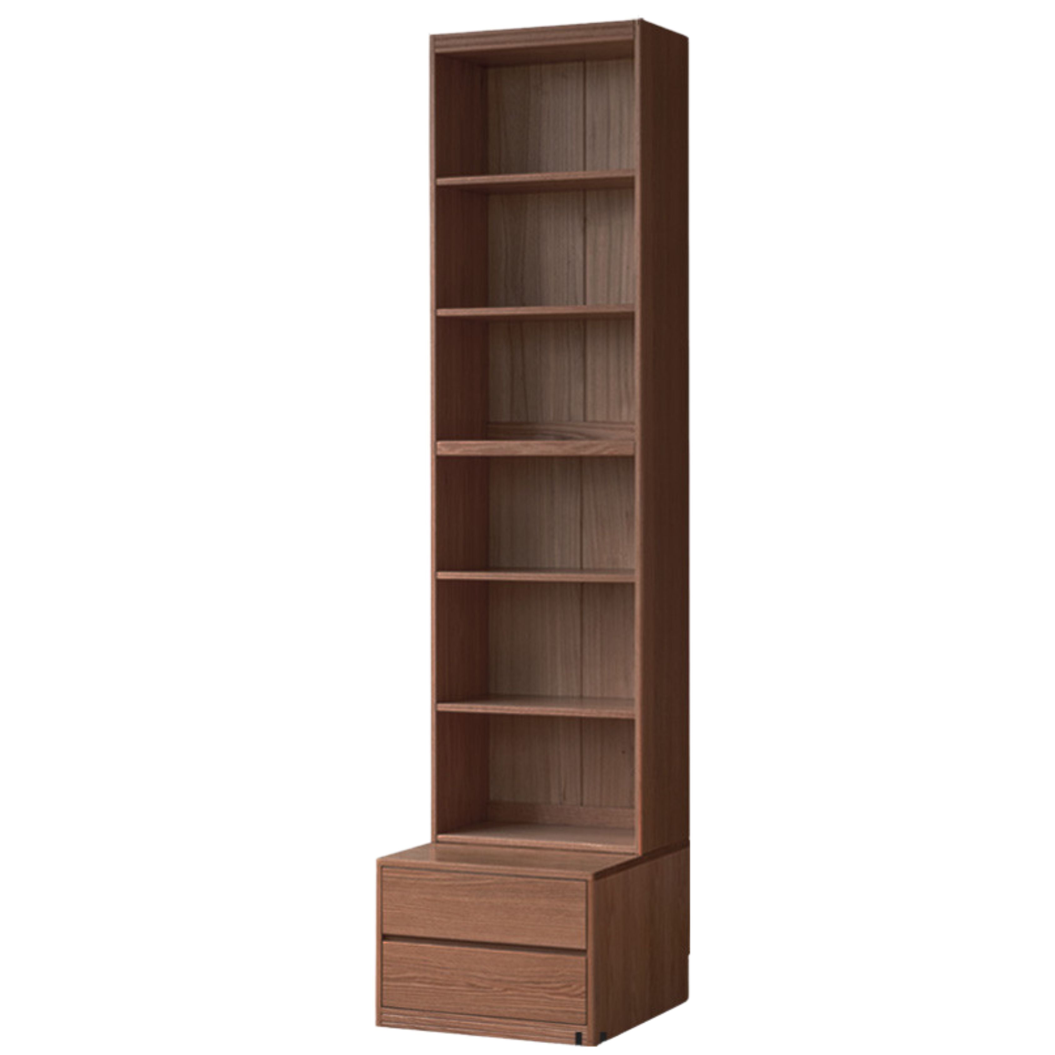 Solid Black Walnut Wood Wall-to-Wall Bookshelf with Built-in Seat - Modern Luxury Home Office & Living Room Storage Solution