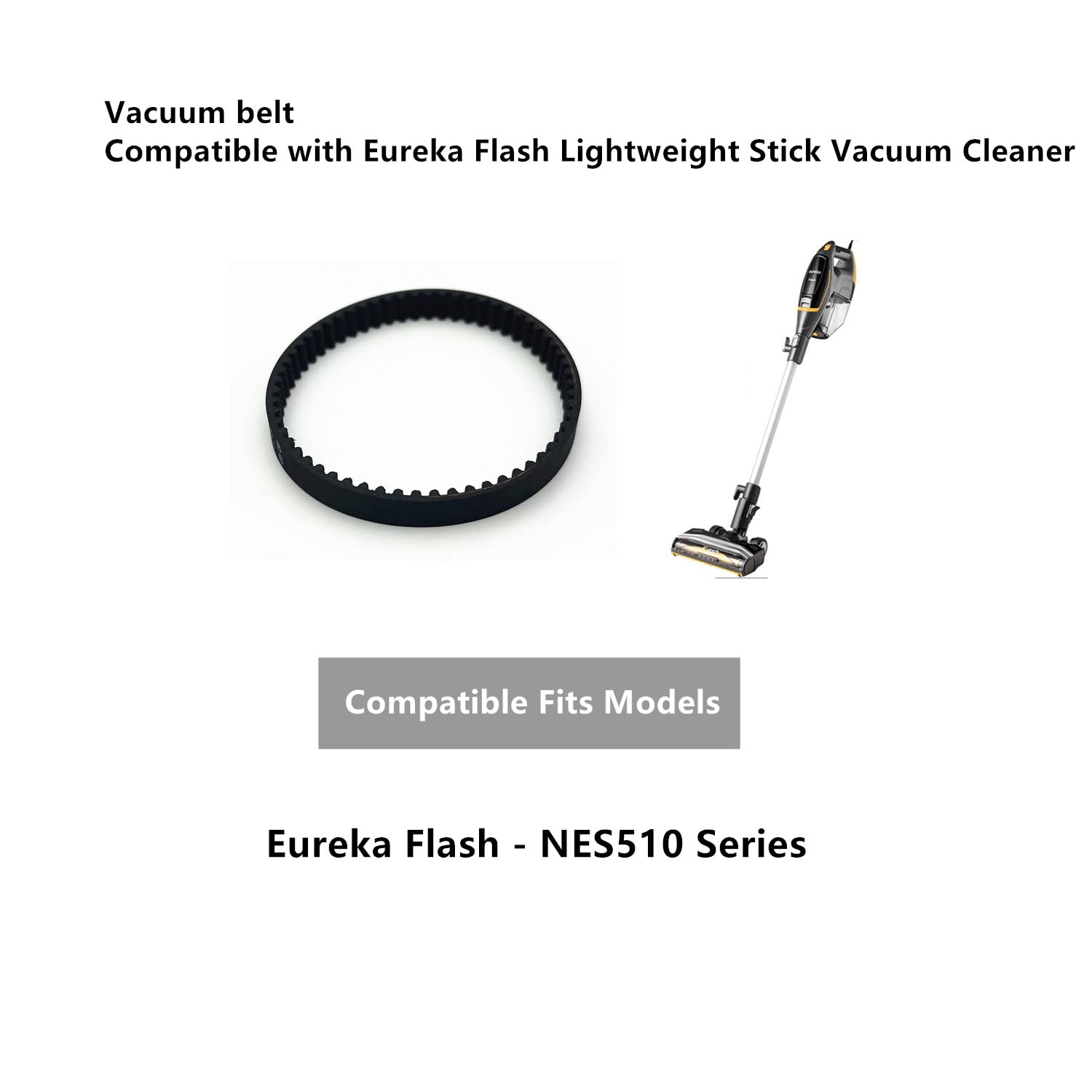 Ymimi Vacuum Belt (2-Pack) - Compatible Replacement for Eureka Flash Lightweight Stick Vacuum Cleaner & NES510 Models | Perfect for Hardwood Floors, Carpets & Pet Hair Cleaning