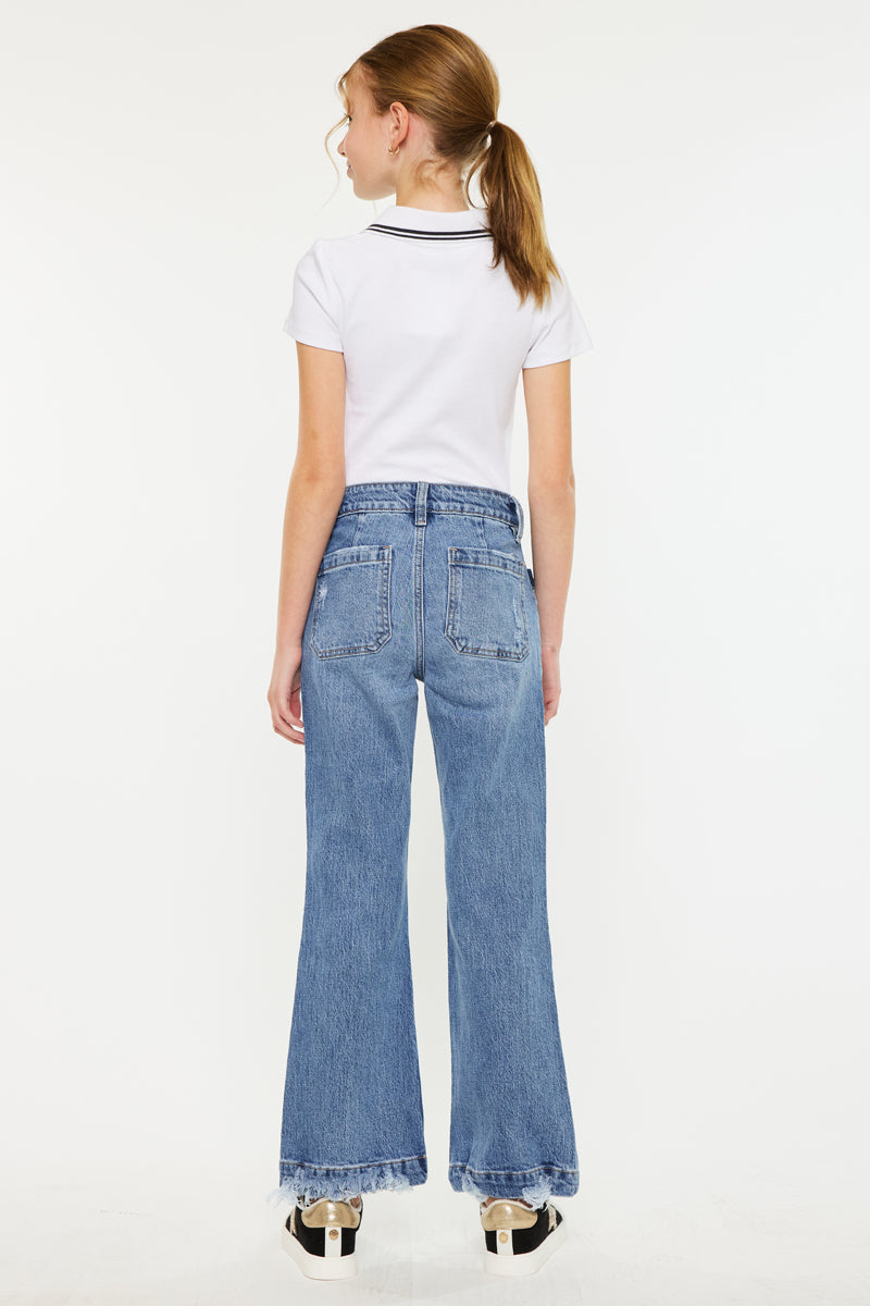 Sherri High Rise Wide Leg Flare Jeans for Kids - Trendy & Comfortable Denim Pants for Girls, School, Playdates & Everyday Wear