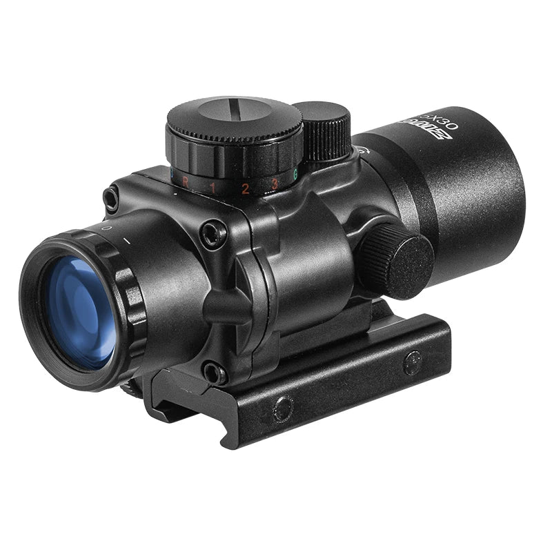 VOMZ 3.5X30 RGB Tactical Laser Sight - Red/Green Dot Scope with Tri-Illumination & Fiber Optics | Compact Design for Hunting, Airsoft & Tactical Shooting