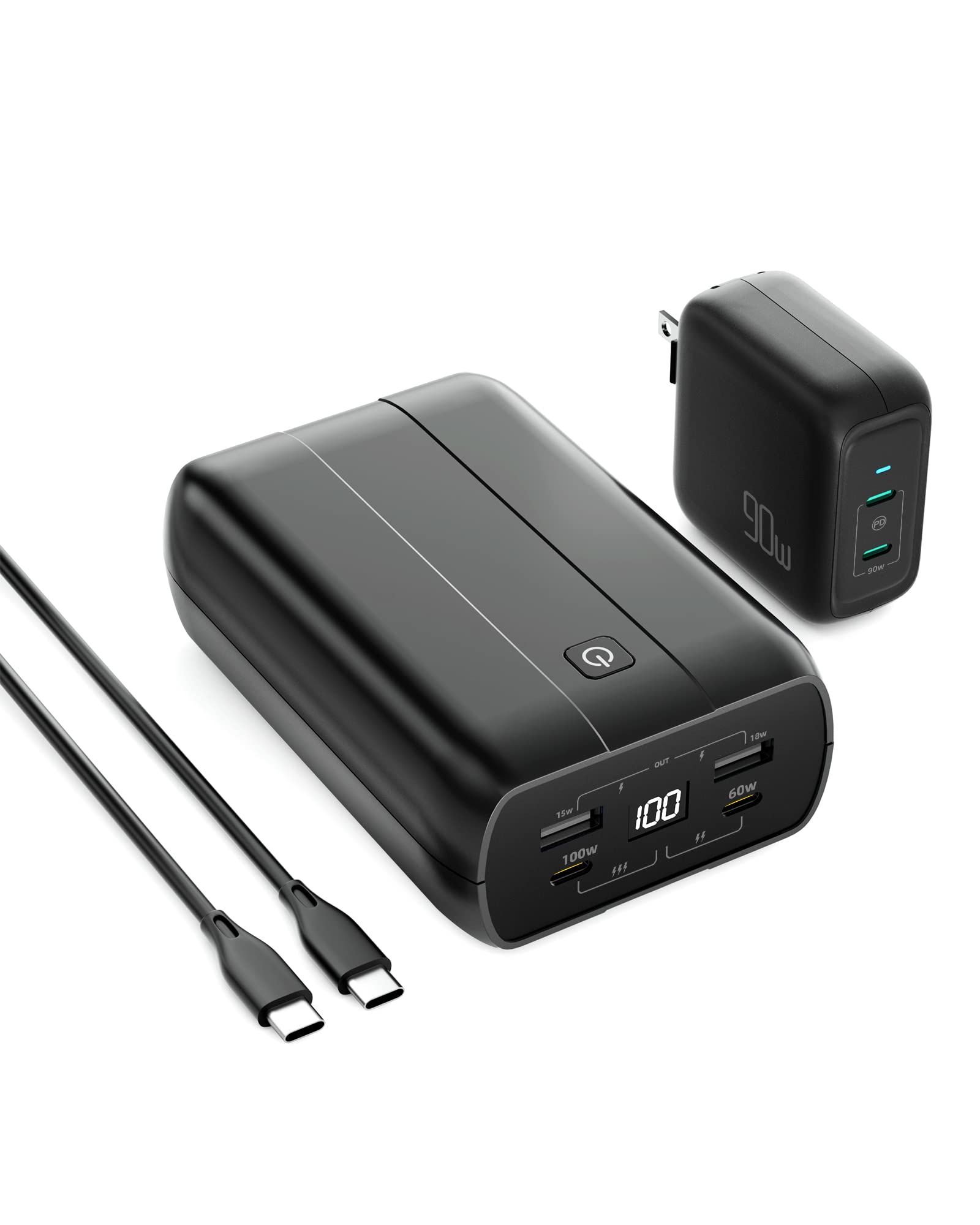 imuto 100W Portable Laptop Charger Power Bank - 27200mAh 99Wh External Battery Pack with 90W USB-C PD Fast Charging (1.5H Recharge) for MacBook Pro/Air, Dell XPS, Lenovo, iPhone 14/13, Samsung Galaxy, iPad Pro - Perfect for Travel, Work & Emergency Power Backup