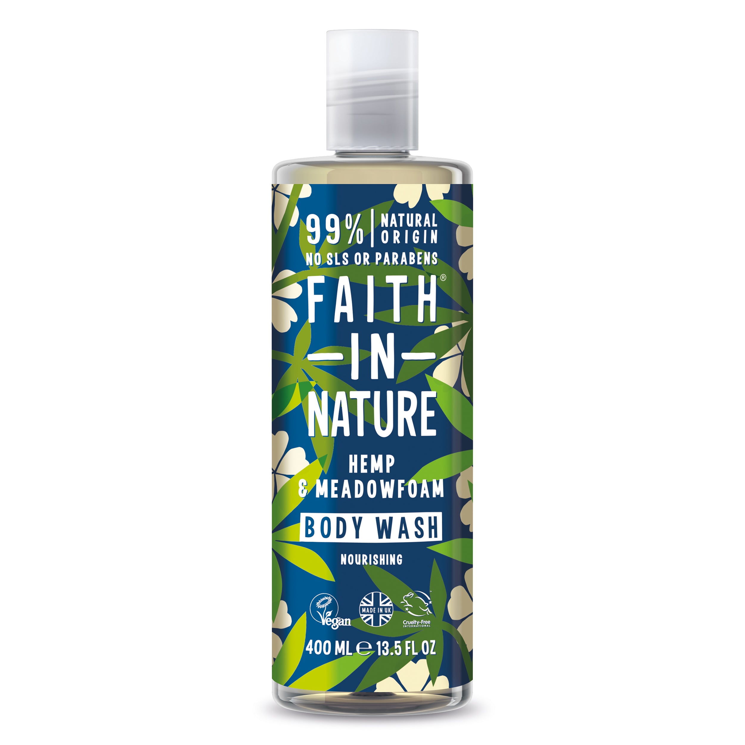 Faith in Nature Hemp & Meadowfoam Body Wash - Organic & Vegan Shower Gel for Dry Skin - Hydrating & Soothing Bath Essential for Daily Skincare Routine