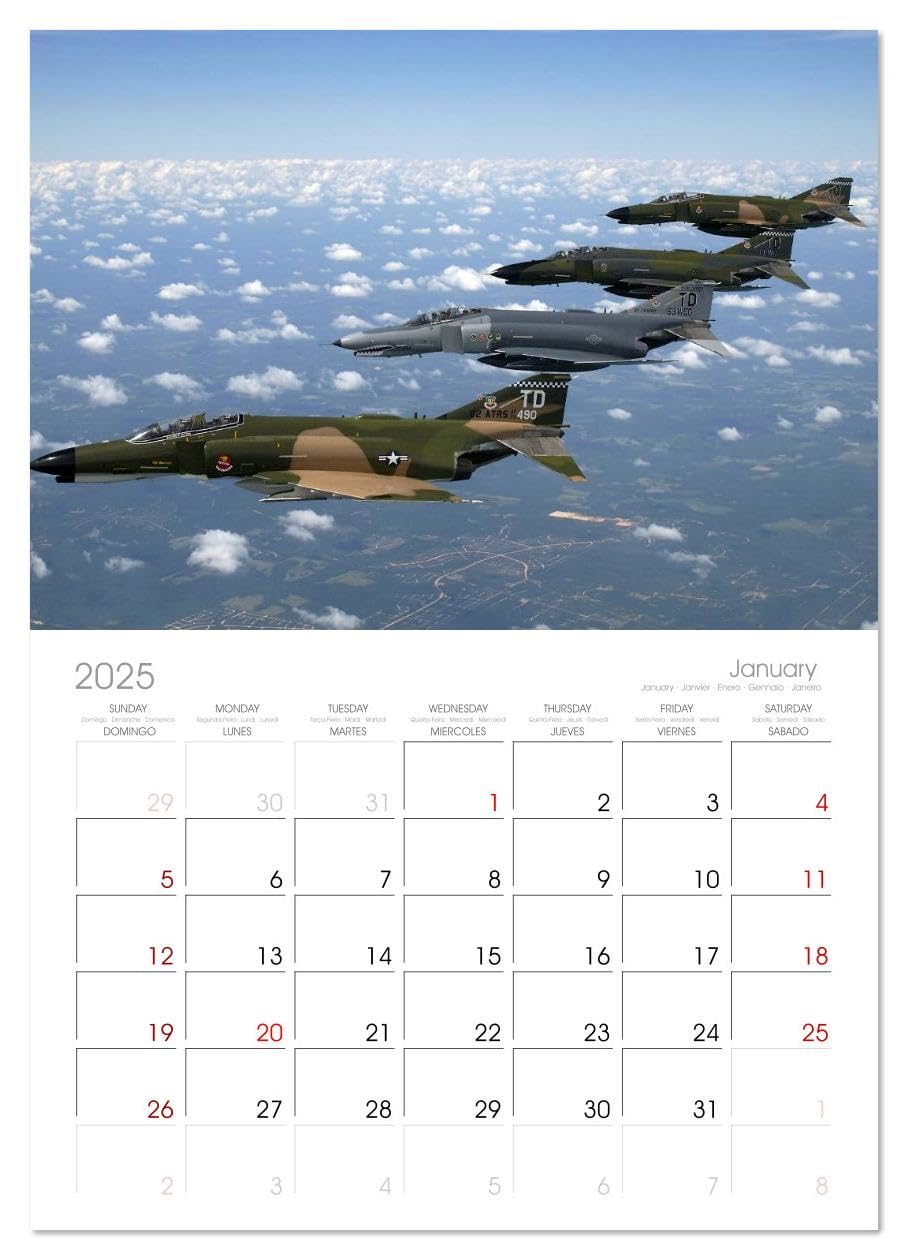 2025 Fighter Jets Wall Calendar - 14 Month US Military Aircraft Calendar 11.7x16.5 Inches | Large Aviation Lovers Planner | Perfect for Home, Office & Gift for Aviation Enthusiasts
