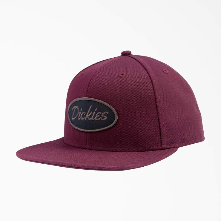DICKIES Twill Flat Bill Cap - Burgundy Adjustable Baseball Hat for Men & Women | Casual, Outdoor & Sports Wear