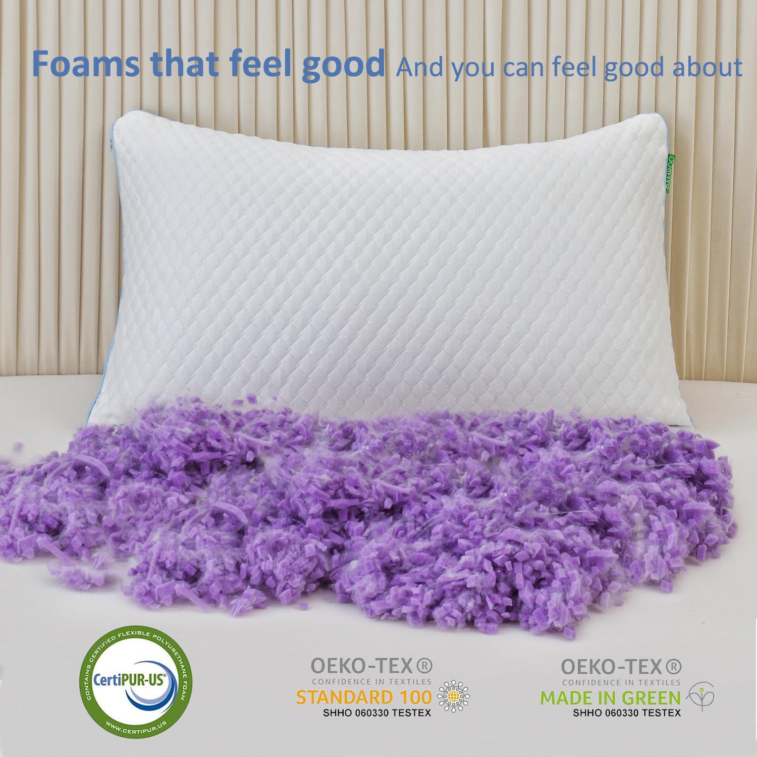 Cooling Memory Foam Pillows 2-Pack - Adjustable Firm Support for Side & Back Sleepers - Bed & Travel Use