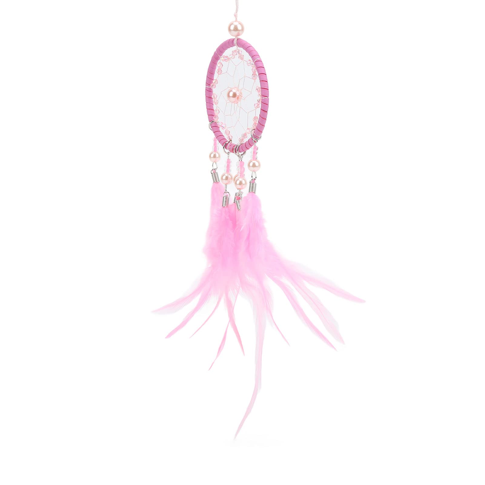 Gaeirt Dreamcatcher - Handmade Pink Feather Dream Catcher with Mystical Symbols for Home Decor, Bedroom, Car & Party | Durable Boho Wall Hanging for Good Luck & Positive Energy