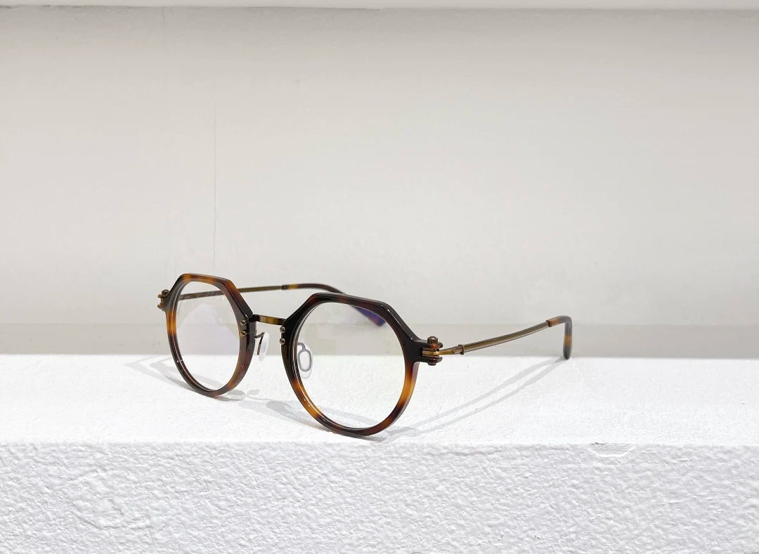 Unisex Full Rim Flat Top Round Titanium Acetate Eyeglasses 5882 - Lightweight Durable Frame for Work, Reading & Fashion | Aimee Eyewear