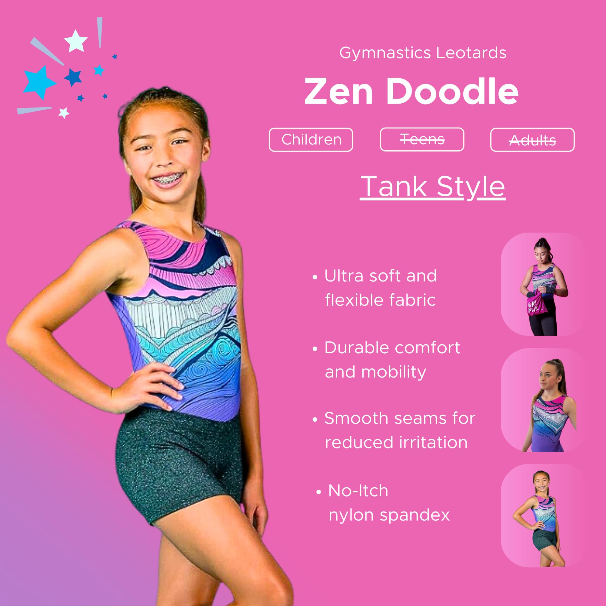 Destira Girls Gymnastics Leotards - Super Soft Dance Leotard with Matching Hair Scrunchie for Gymnastics, Cheerleading, Yoga & Ballet Practice - Perfect for Competitions, Recitals & Training