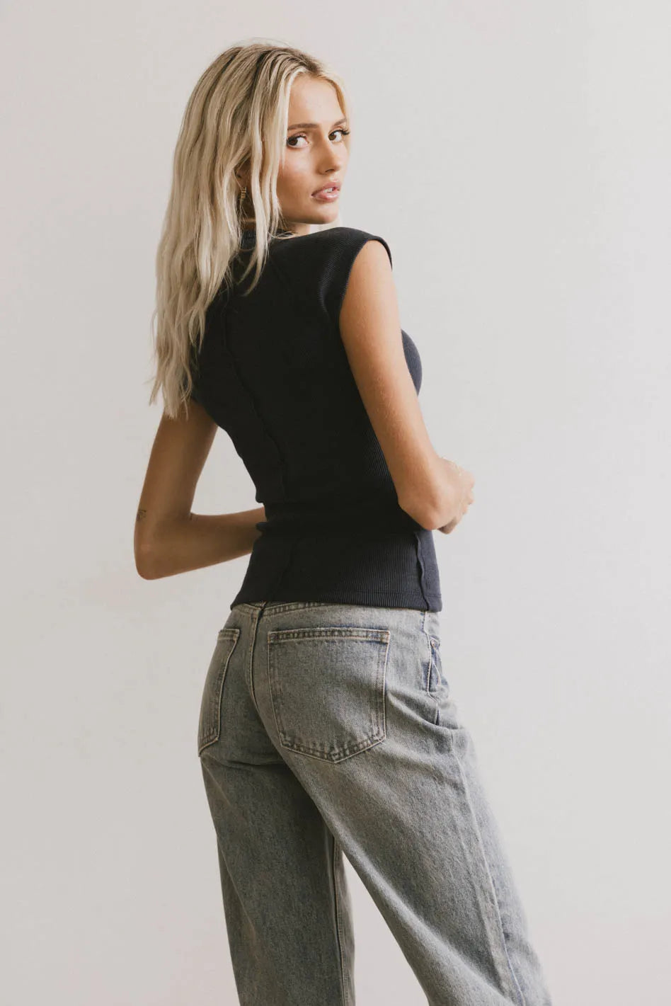 Huxley Navy Blue Cap Sleeve Women's Tops | Breathable Casual Shirt for Summer | Perfect for Office, Date Night & Weekend Outings