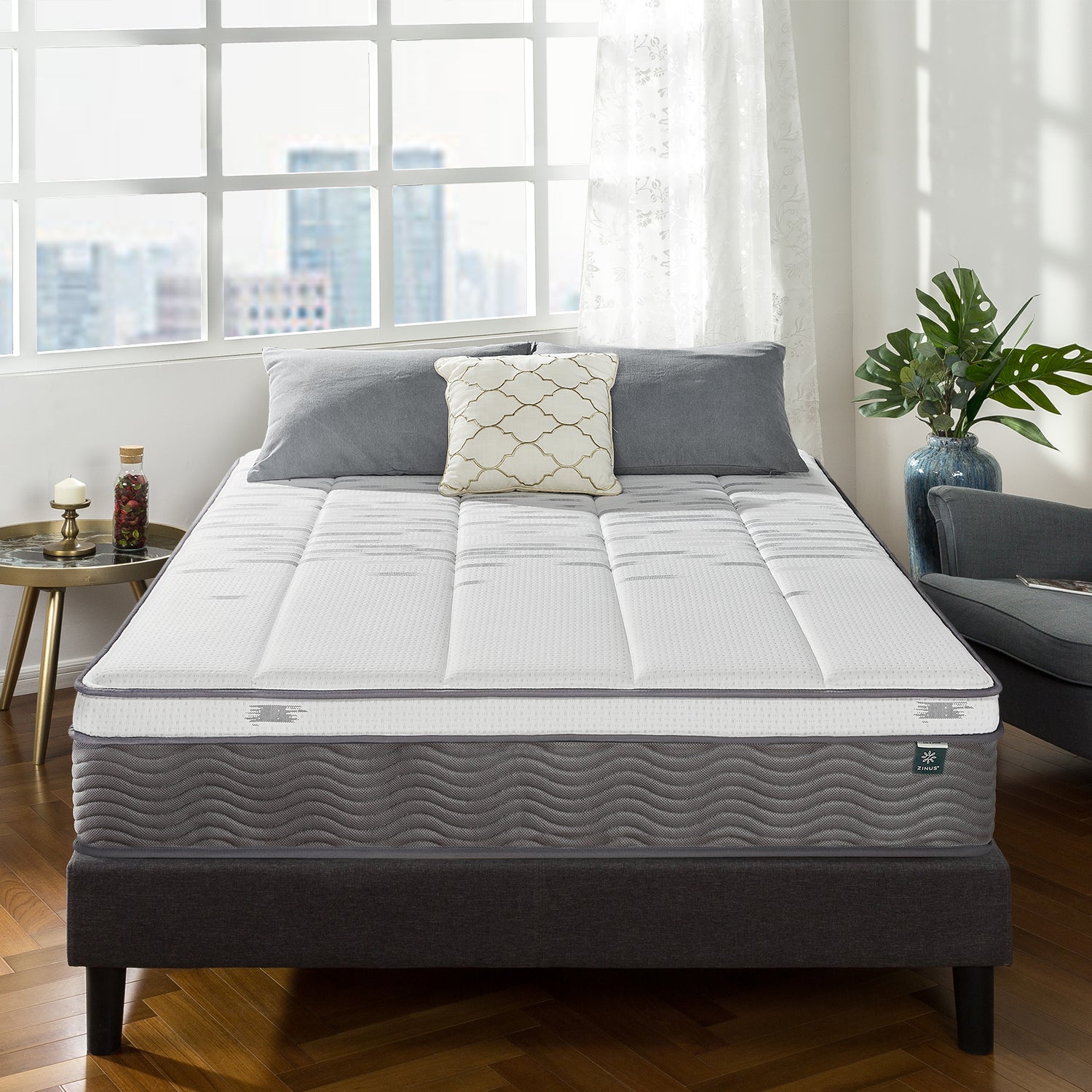Zinus 13 Inch iCoil Hybrid Memory Foam & Spring Mattress - Medium Firm Support for Back Sleepers, Pressure Relief, Cool Sleep - Perfect for Guest Bedrooms, Dorms & Small Spaces