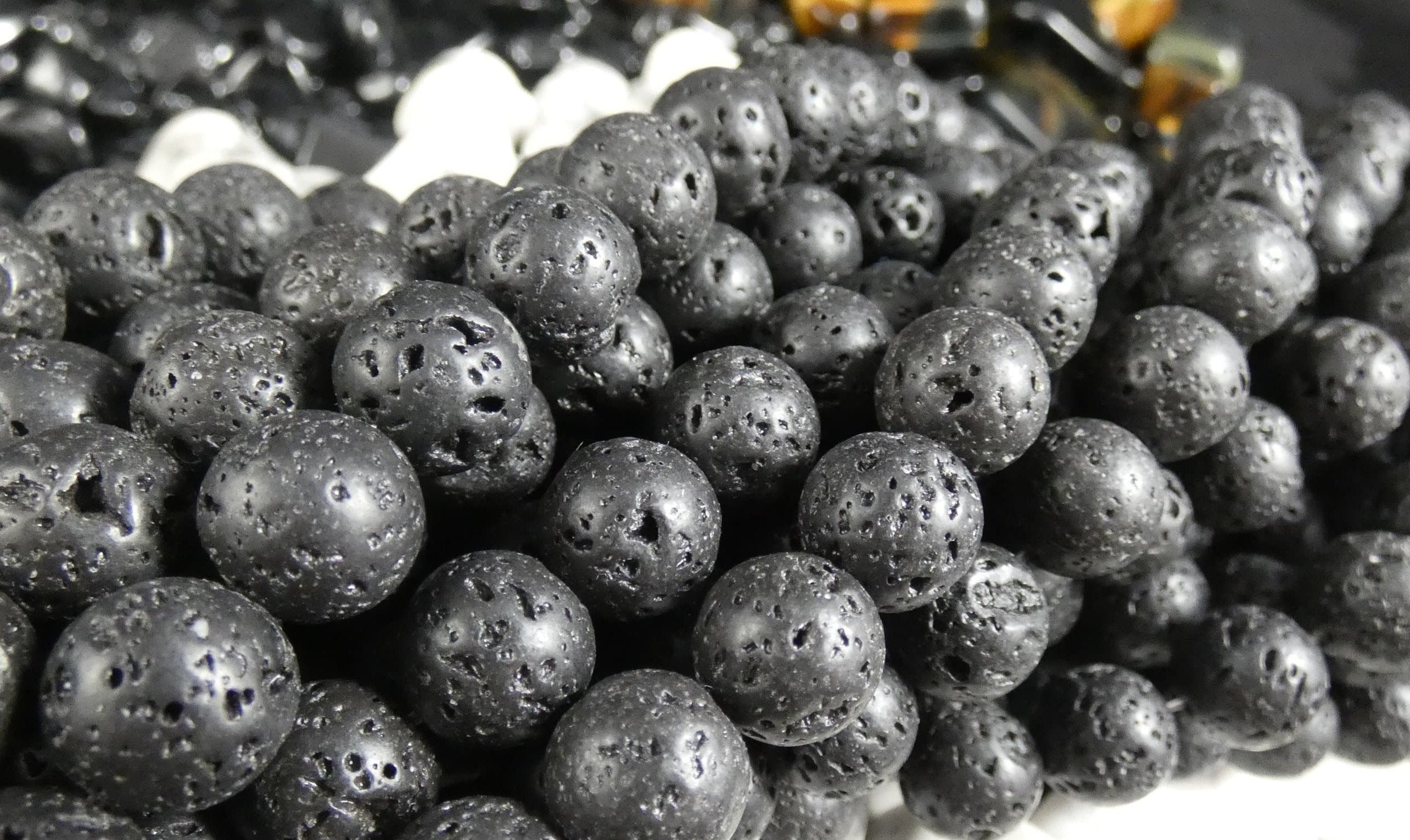 Black Lava Bead Strands for Jewelry Making - Natural Volcanic Stone Beads for Necklaces, Bracelets & DIY Crafts - Perfect for Boho, Hippie & Spiritual Jewelry Designs
