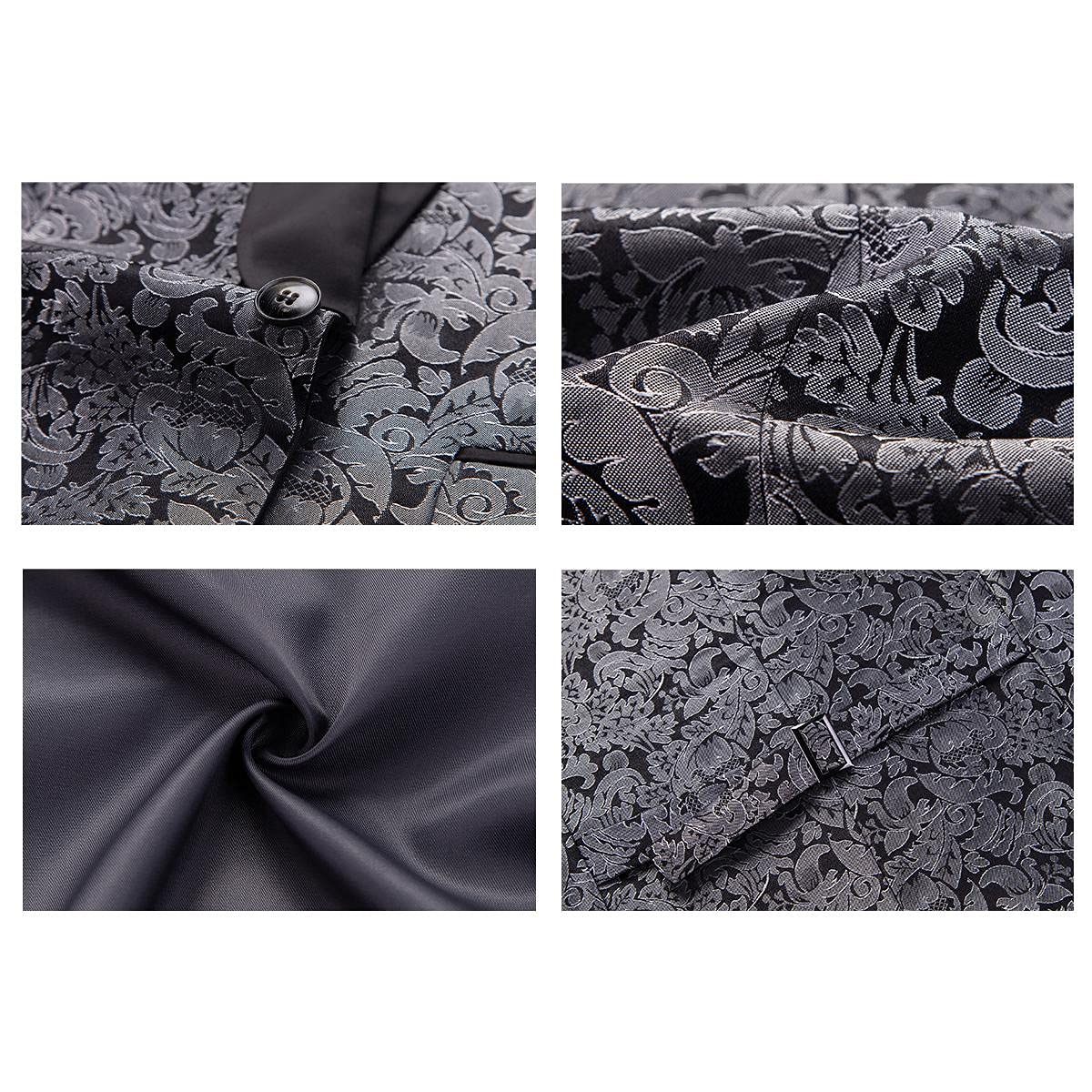 Men's Slim Fit 3-Piece Tuxedo Suit Set with Shawl Lapel & Paisley Design - Formal Skinny Fit Wedding & Prom Suit for Groom, Best Man, and Special Occasions