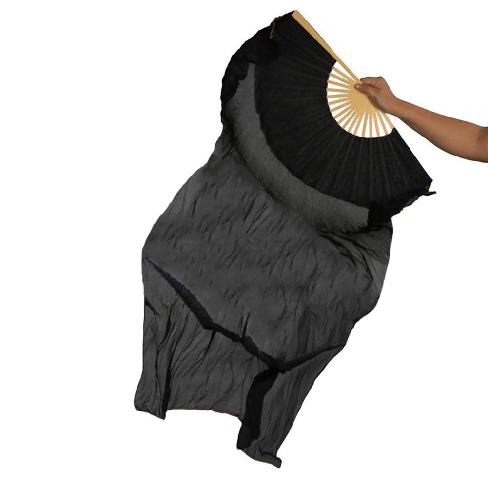 Nimiman 1.8M Handmade Belly Dance Silk Bamboo Long Fan Veil - Professional Performance Accessory for Belly Dancing, Stage Shows & Costume Parties
