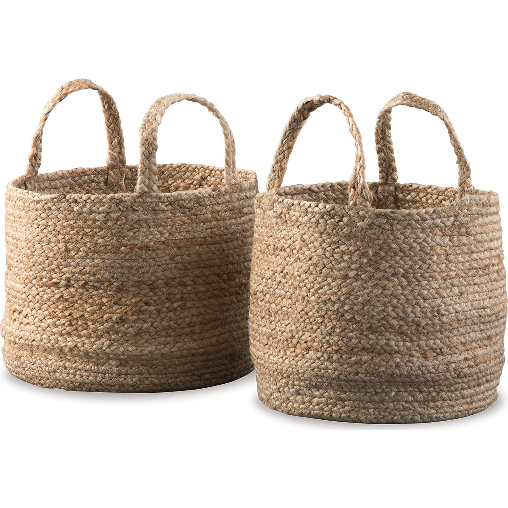 Brayton Woven Storage Baskets (Set of 2) - Natural Fiber Organizers for Home, Office & Nursery Decor - Perfect for Shelves, Closets & Laundry Organization