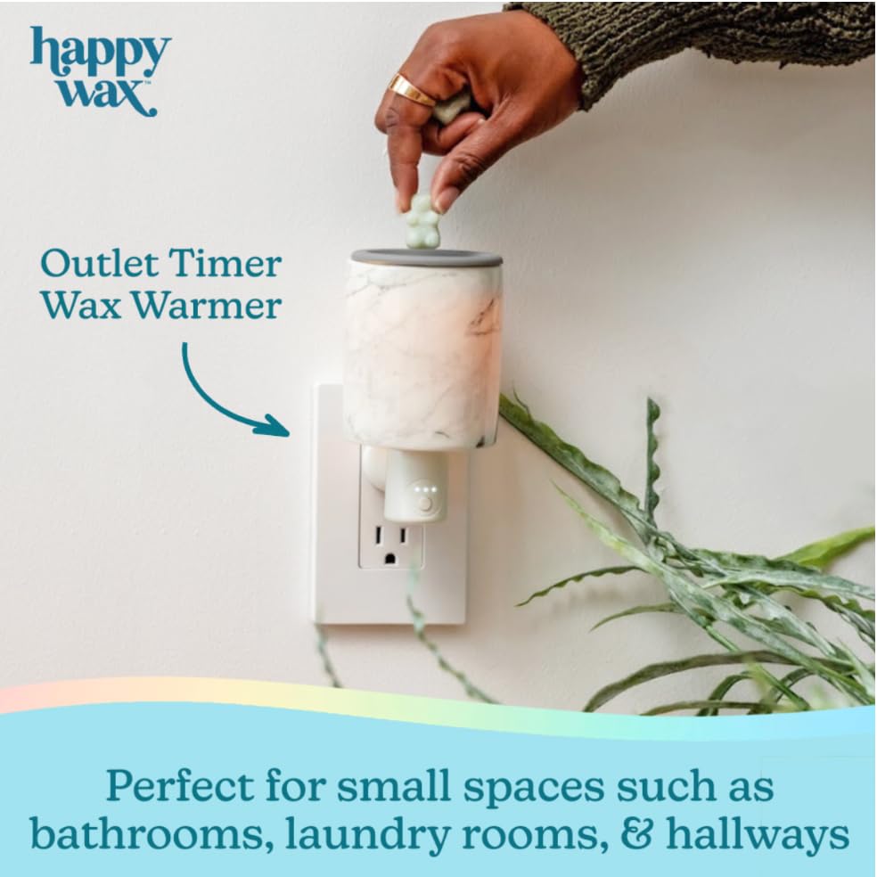 Happy Wax Black Outlet Timer Warmer for Scented Wax Melts - Compact Ceramic Wall Plug-in Wax Warmer with Timer & Removable Silicone Dish | Home Fragrance Melter for Bedroom, Office, Bathroom & Small Spaces