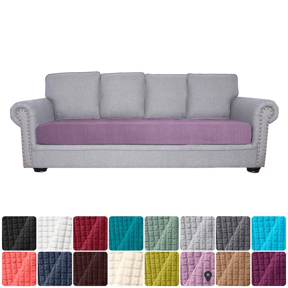 Extaum 4-Piece Stretch Spandex Sofa Cushion Covers - Non-Slip Jacquard Fabric Slipcovers for Couches & Sectionals, Washable Furniture Protector (Light Purple) - Perfect for Living Room, Family Room & Home Decor