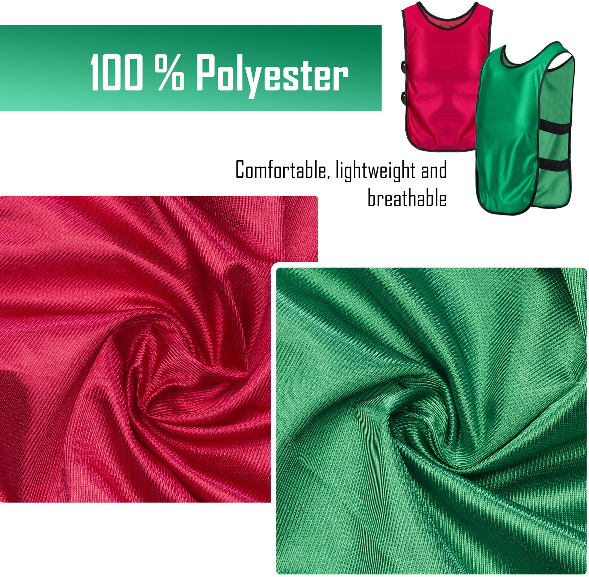 HIRQUITICKE Reversible Soccer Training Bibs for Adults & Youth - Breathable Mesh Sports Pinnies for Soccer, Basketball, Football Team Practice - Perfect for Drills, Scrimmages & Tournaments