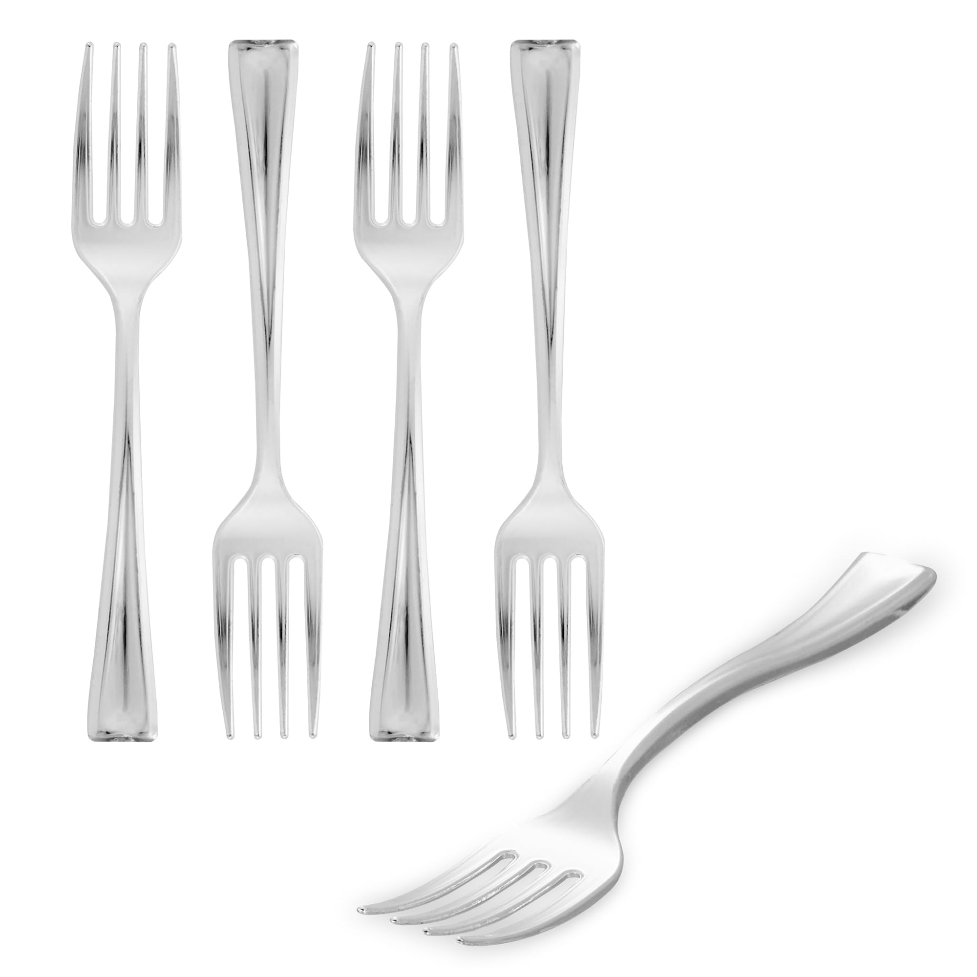 500 Disposable 4 Inch Mini Forks - Heavy-Duty Silver Plastic Appetizer Forks for Hors D'oeuvres, Desserts & Samples | Perfect for Parties, Weddings, Catering & Events (Bulk Pack)