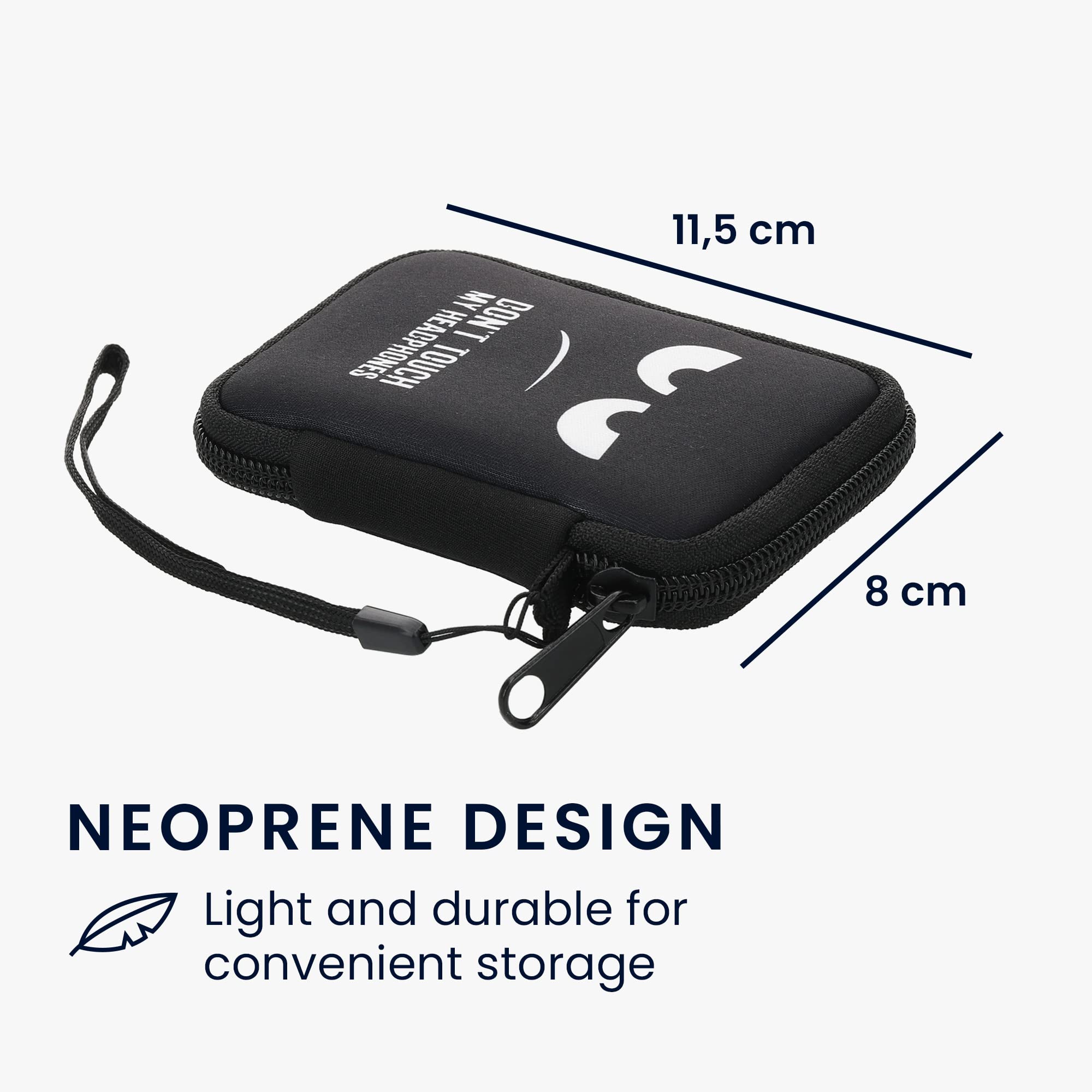 kwmobile Neoprene Protective Case for in-Ear Headphones - 2.3 x 3.5 inch (6 x 9 cm) Zippered Storage Pouch - Keep Your Headphones Safe and Organized - Perfect for Travel, Gym & Daily Use