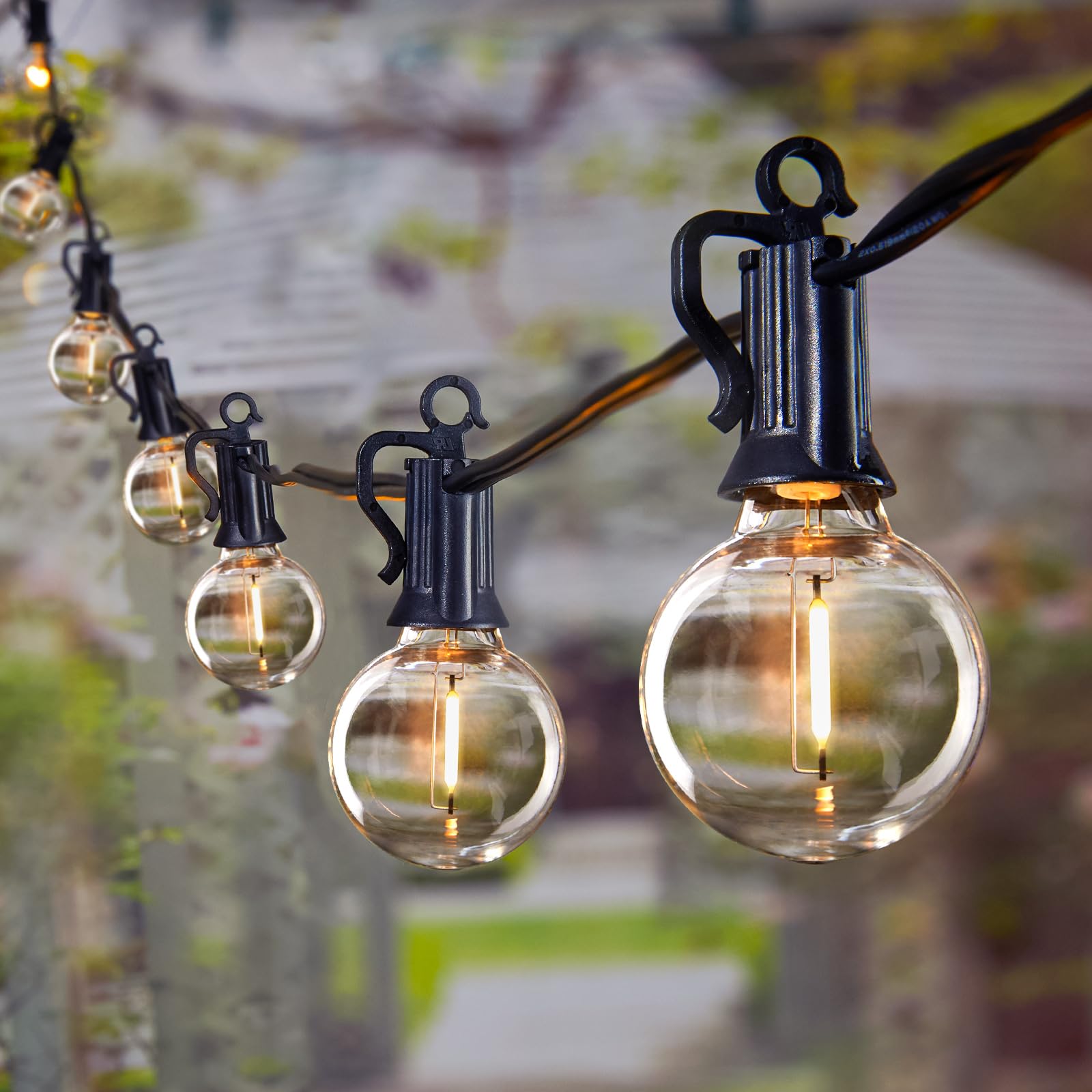 100FT LED Outdoor String Lights - 104 Shatterproof Weatherproof Bulbs, E12 Socket, 2200K Warm White - Perfect for Backyard, Patio, Pergola, Bistro & Party Decorations - Commercial Grade Hanging Lights for Outdoor Events & Festivals