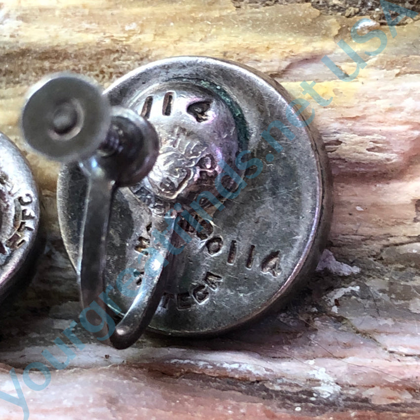 Vintage Mexican Los Castillo Turquoise Chip Mosaic Screw Back Earrings - Handmade Silver Jewelry for Women - Perfect for Boho, Western & Festival Fashion