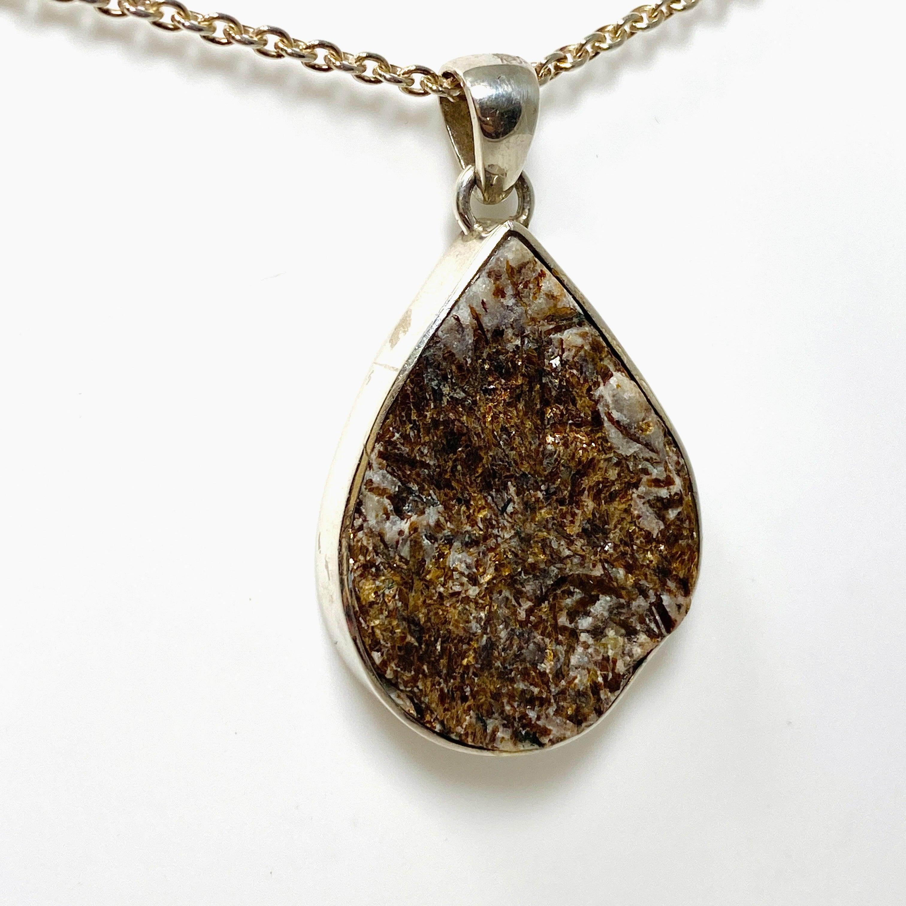 Natural Raw Golden Astrophyllite Pendant Necklace - Unique Healing Crystal Jewelry for Meditation & Spiritual Energy - Perfect for Yoga, Reiki & Chakra Balancing