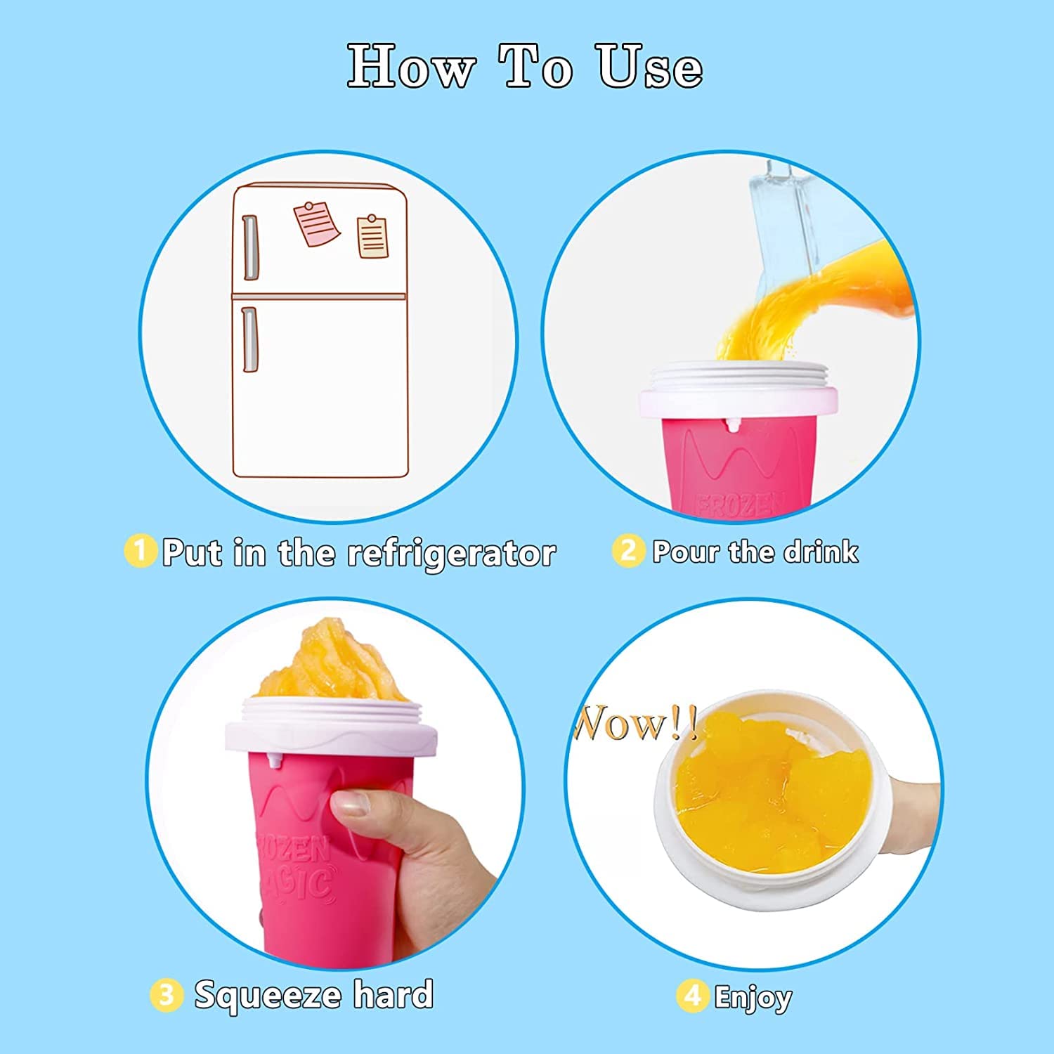 Magic Slushy Maker Cup - Quick Frozen DIY Smoothie & Ice Cream Maker for Kids & Family (2 Pack) - Perfect for Summer Treats, Parties & Healthy Snacks