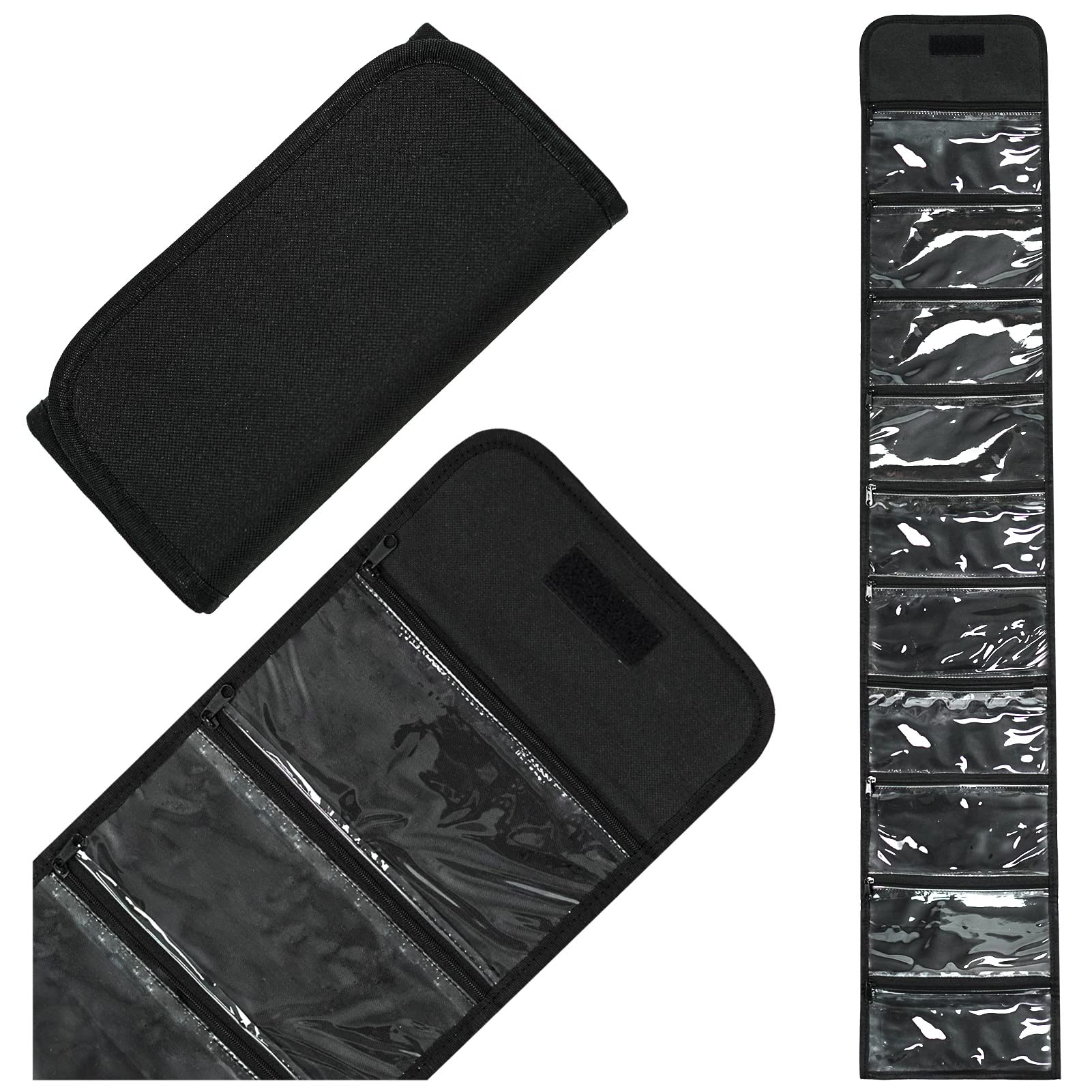 SMFANLIN Waterproof Money Wallet Organizer - 10 Zipper Slots for Cash, Bills, Coins & Receipts | Travel Budget Wallet for Coupons & Tips | Perfect for Business Trips, Vacation & Daily Use (Black)