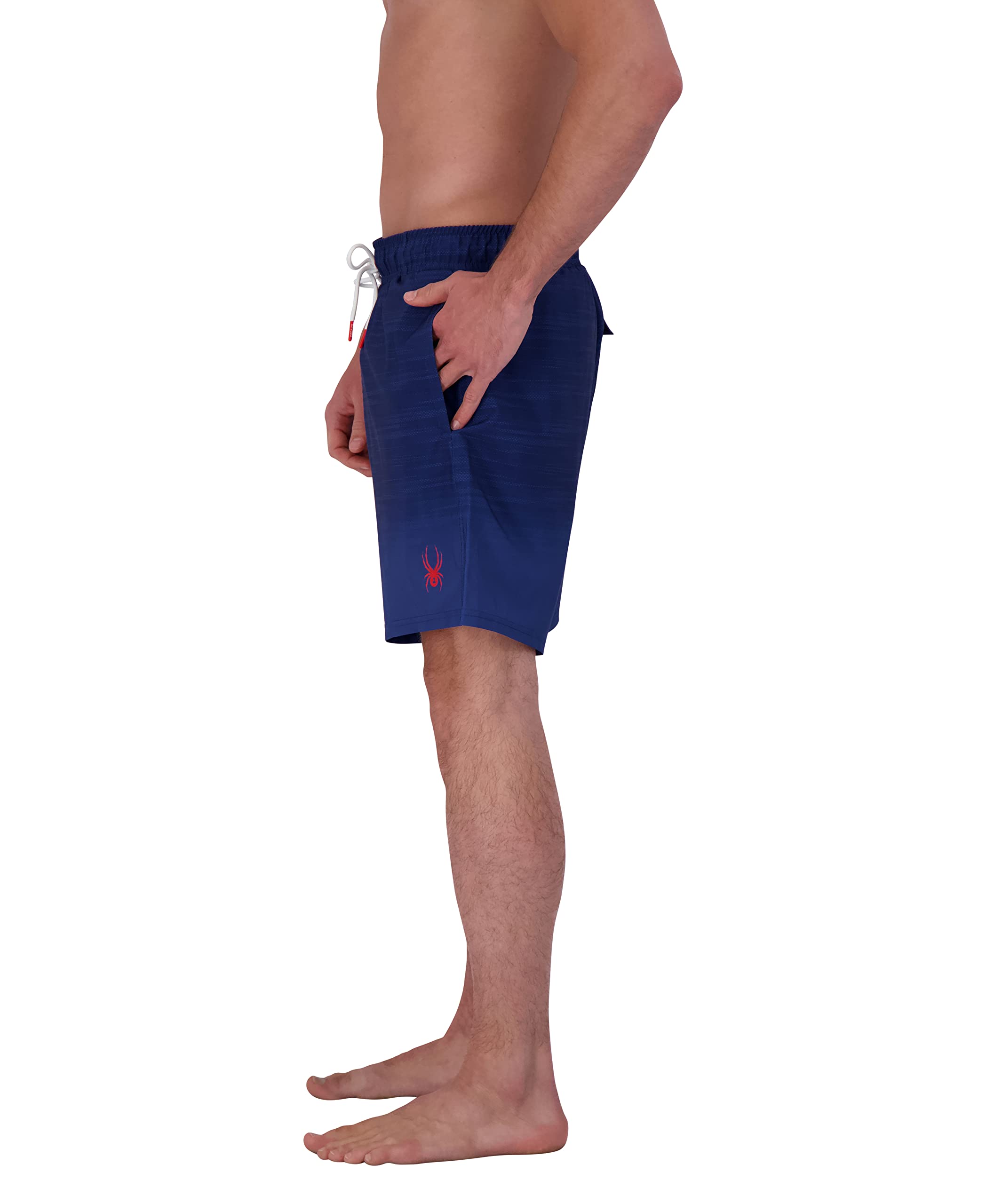 **Spyder Men's Quick-Dry Stretch 7-inch Board Swim Trunks with UPF 50+ Sun Protection, Pockets & Mesh Brief Liner - Gym Shorts for Swimming, Beach, Pool & Workout**
