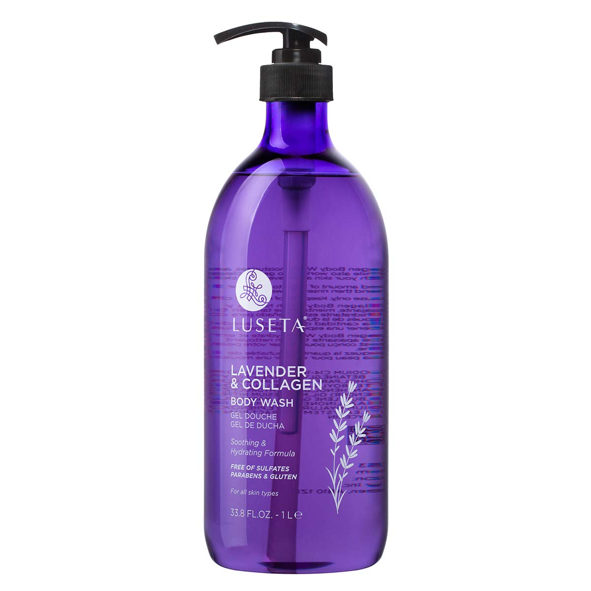 Luseta Lavender & Collagen Body Wash 33.8oz - Moisturizing Shower Gel for Dry Skin, Soothing Relaxing Scent - Perfect for Stress Relief & Nighttime Bath Routine
