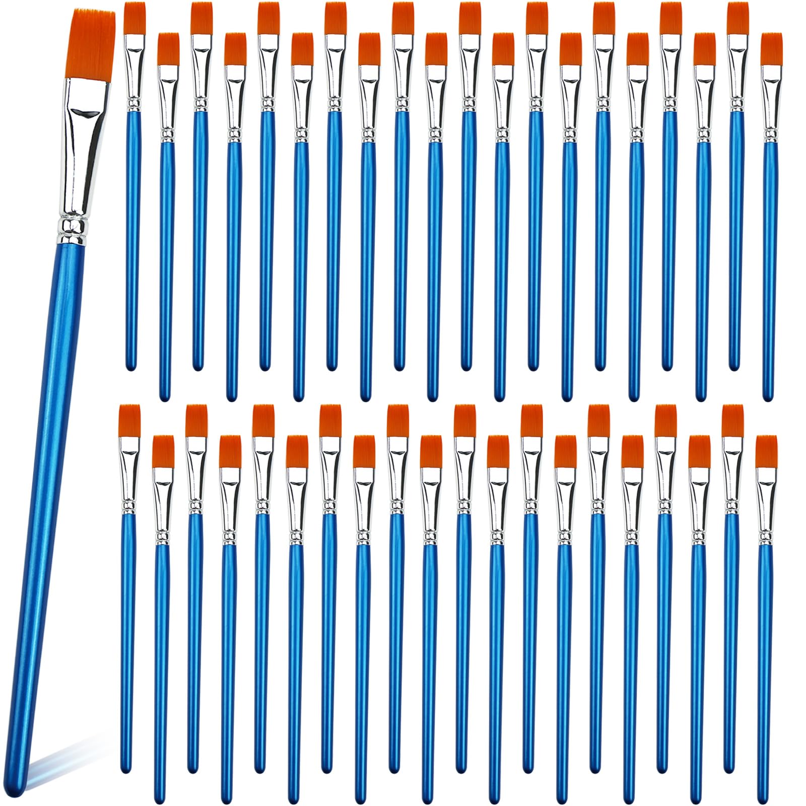 40-Pack 1/2 Inch Flat Paint Brushes Bulk - Wooden Handle for Acrylic, Watercolor, Oil Painting - Perfect for Artists, DIY Crafts & Face/Body Art - Ideal for Canvas, Wall Painting & Home Decor Projects