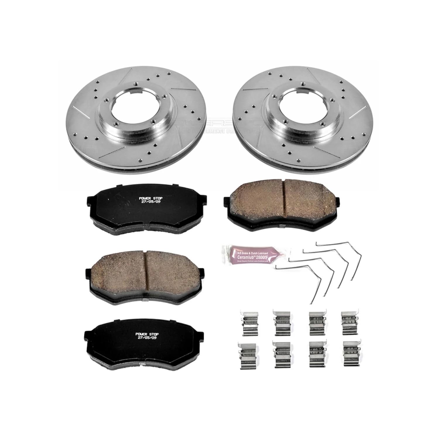 Power Stop K1232 Z23 Carbon Fiber Brake Pads & Drilled Slotted Rotors Kit - Compatible with 1995-2004 Toyota Tacoma | High-Performance Braking | Perfect for Off-Roading, Towing & Daily Driving