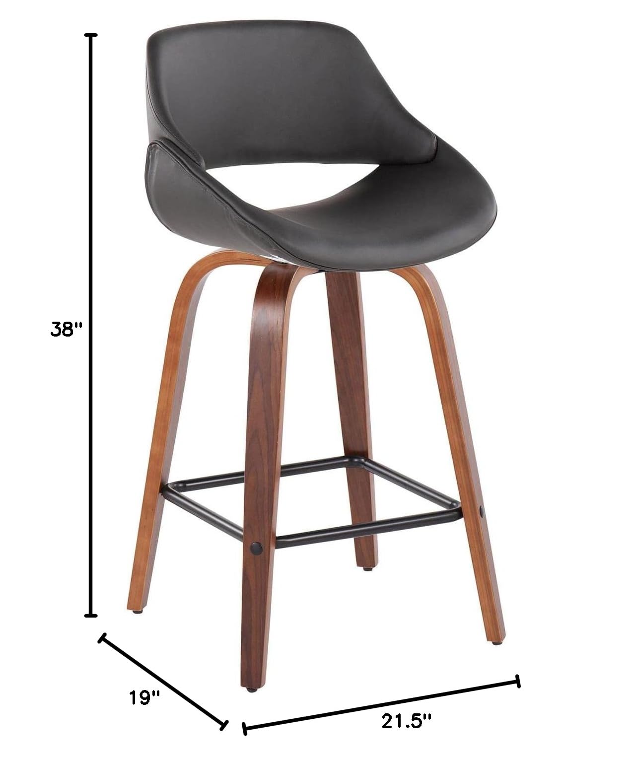 LumiSource Walnut Wood Counter Stools Set of 2 - 24