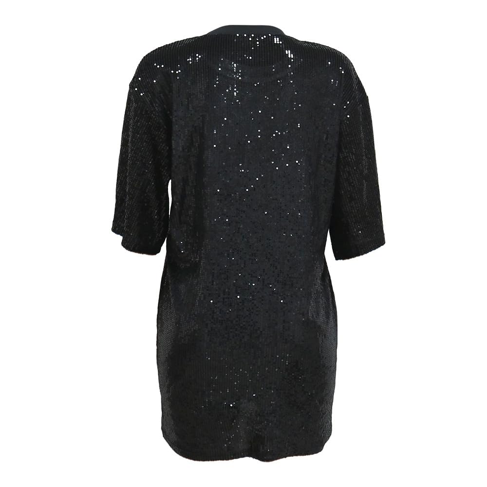 Women's Birthday Sequin Letter Graphic Print Shirt Dress - Half Sleeve Sparkly Party Outfit for Birthday Celebrations, Girls Night Out & Special Occasions