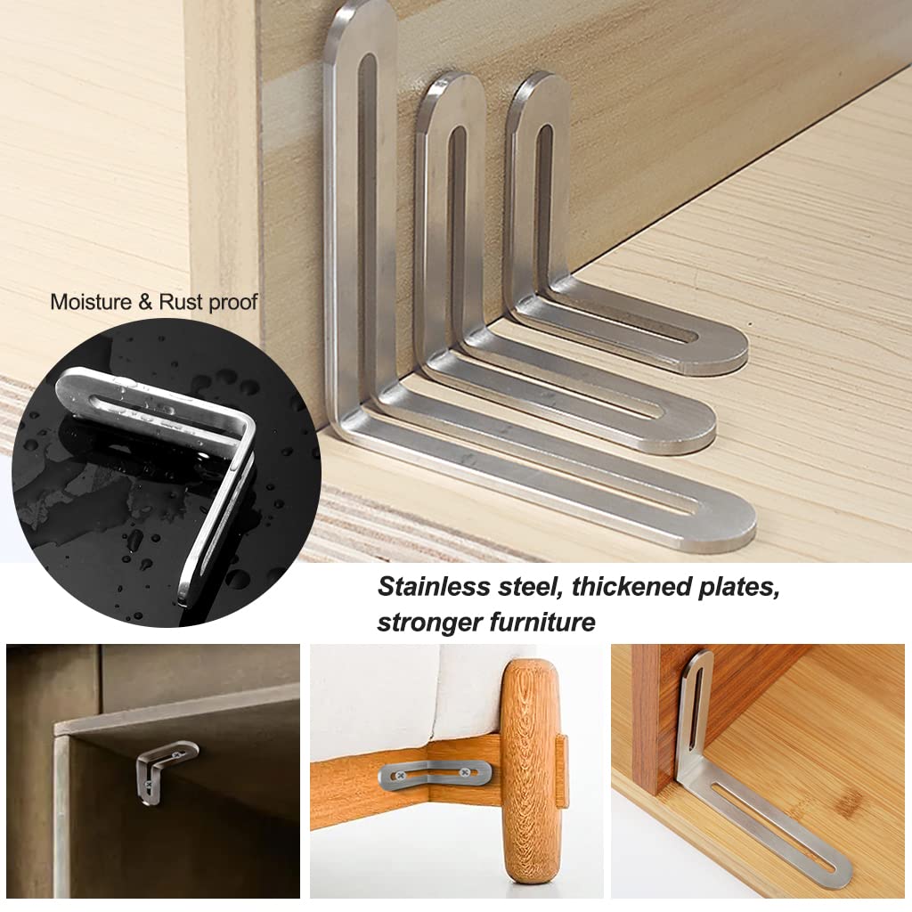 20-Piece 48x48mm Heavy-Duty Metal Corner Braces, 90-Degree Stainless Steel Angle Brackets for Furniture, Chairs, Windows - Galvanized Connectors for Home & Office Use