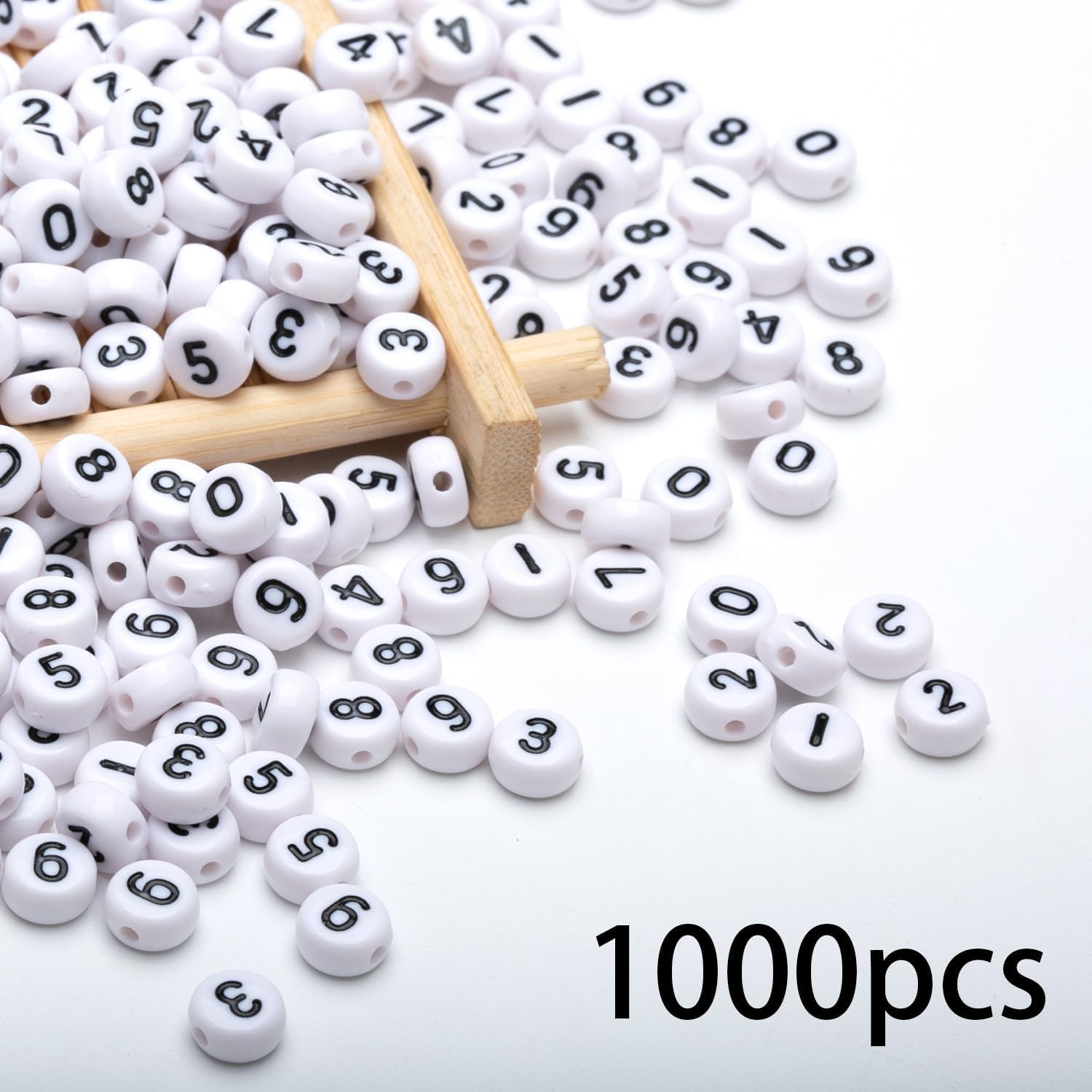 1000pcs 4x7mm Acrylic Number Beads 0-9 - Round White & Black Mixed DIY Jewelry Beads for Bracelets, Necklaces, Keychains - Perfect for Jewelry Making, Craft Projects, Birthday Gifts and Party Favors