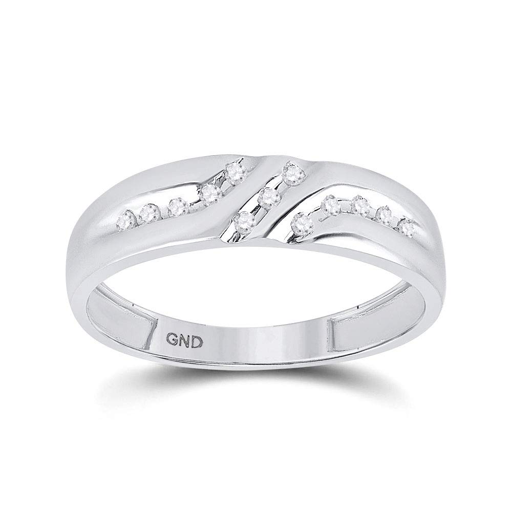 14Kt White Gold Men's Round Diamond Wedding Band Ring - 5mm Width, 1/8 CTTW - Perfect for Anniversaries, Engagements & Special Occasions