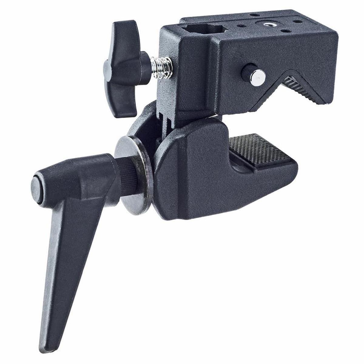 Flashpoint Super Clamp - Heavy Duty Black Photography Clamp with No Stud for Studio Lighting, Backdrops & Equipment Mounting - Perfect for Photo Studios, Video Production & DIY Projects