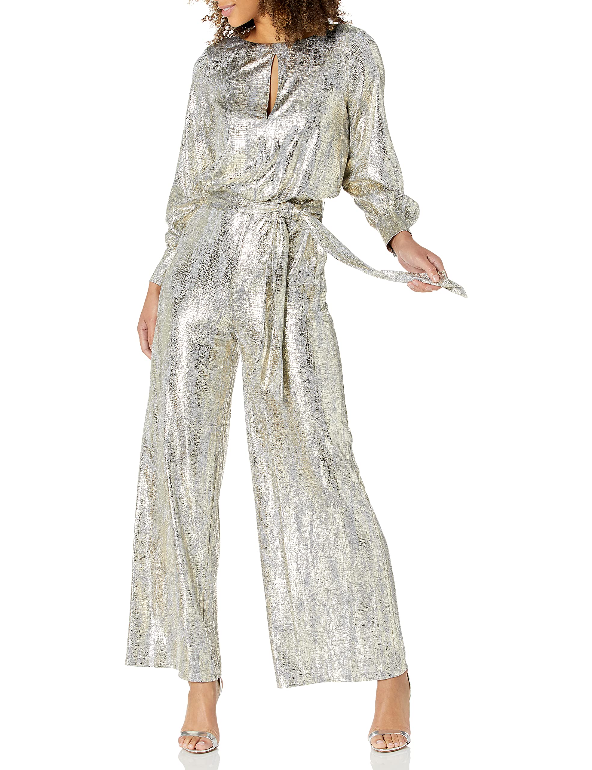 Vince Camuto Women's Metallic Knit Jumpsuit - Stylish One-Piece Romper for Party, Night Out & Special Occasions