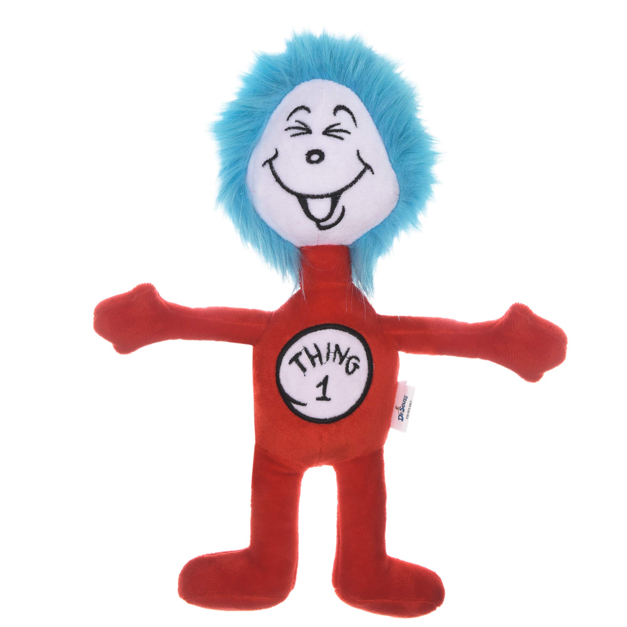 Dr. Seuss The Cat in The Hat Thing 1 Plush Dog Toy - 6 Inch Soft Stuffed Animal Chew Toy for Small Dogs | Red, White & Blue Collectible Pet Toy | Perfect for Playtime, Training & Gifts