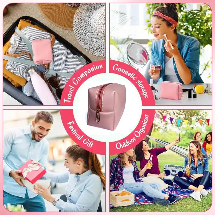 Kartbrink Women's Cosmetic Pouch Set of 2 - Travel Makeup Bag & Toiletry Organizer for Accessories (Pink) | Perfect for Vacation, Gym, and Daily Essentials Storage