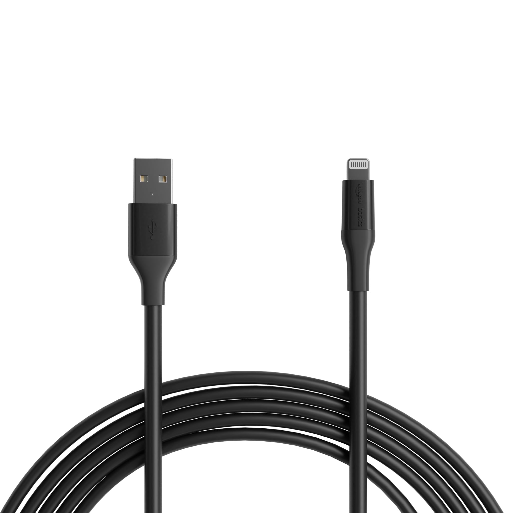 Amazon Basics MFi Certified USB-A to Lightning Cable (10ft) - Durable 10,000 Bend Lifespan, Compatible with iPhone 14/13/12/11/X/Xs/Pro/Max/Plus & iPad - Fast Charging & Data Sync - Perfect for Home, Office & Travel Use (Black)
