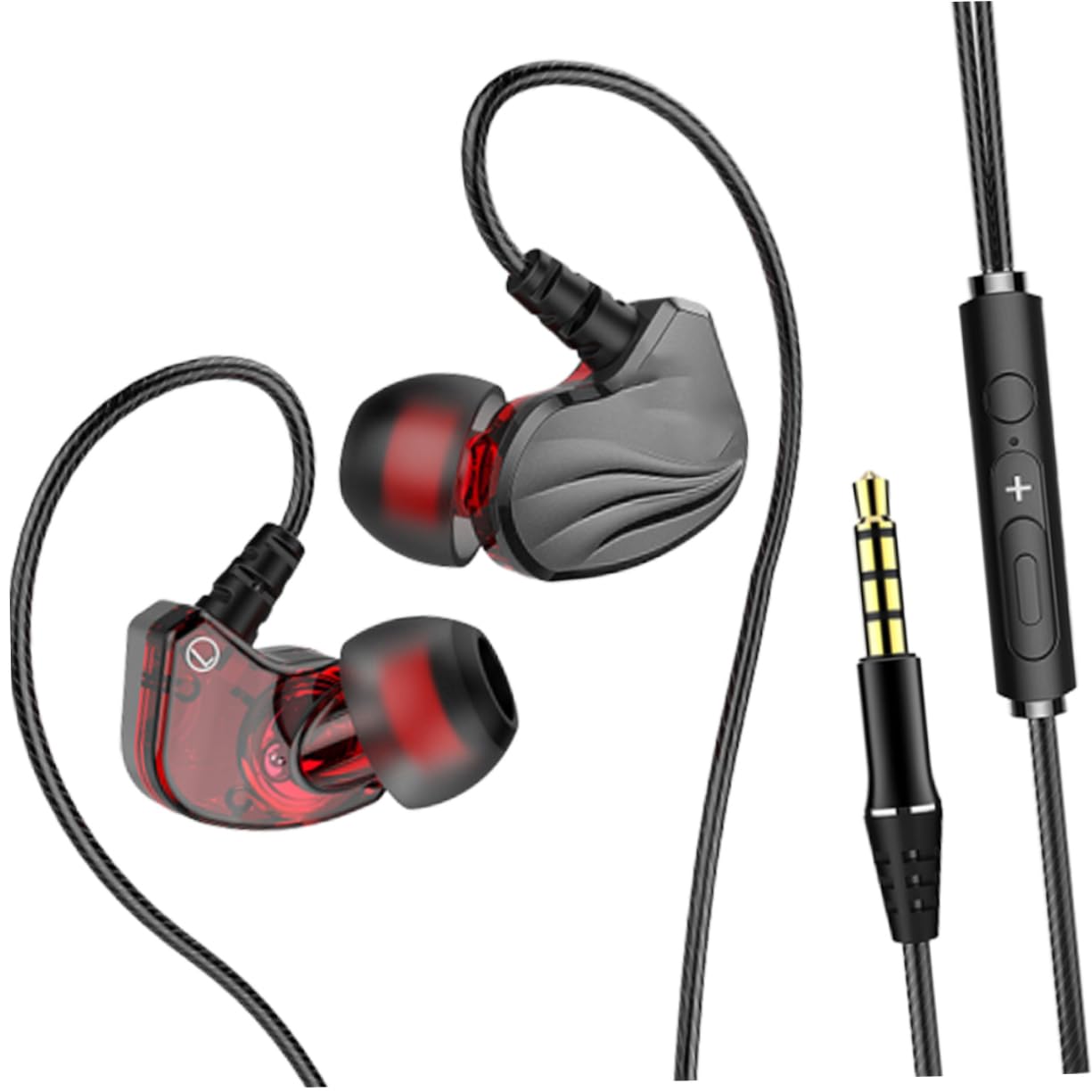 CAXUSD Ergonomic in-Ear Earphones with Deep Bass & Built-in Mic - 3.5mm Jack (Grey) for iPhone, Android, Tablet - Perfect for Gaming, Music & Calls